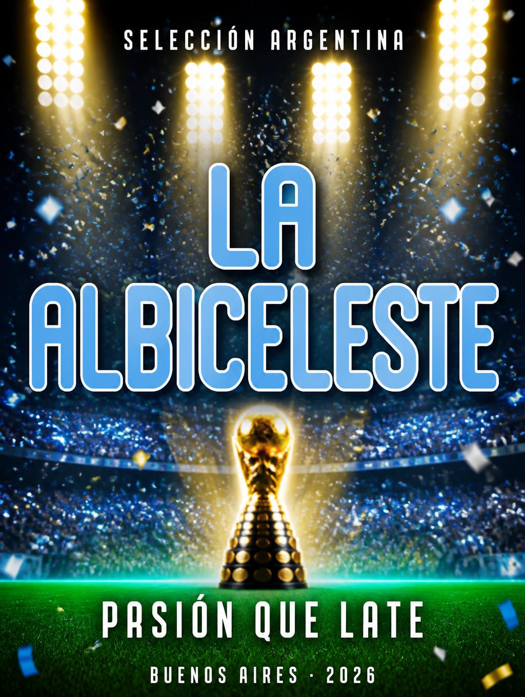 "LA ALBICELESTE
SELECCIÓN ARGENTINA
PASIÓN QUE LATE
BUENOS AIRES · 2026" — Sports Football | AI Text Effect Generator