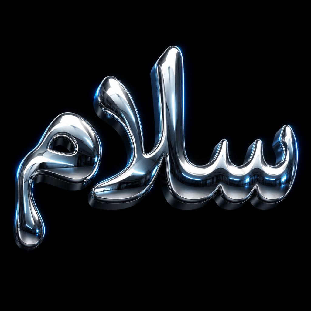 "سلام" — Chrome Metal 3d | AI Text Effect Generator