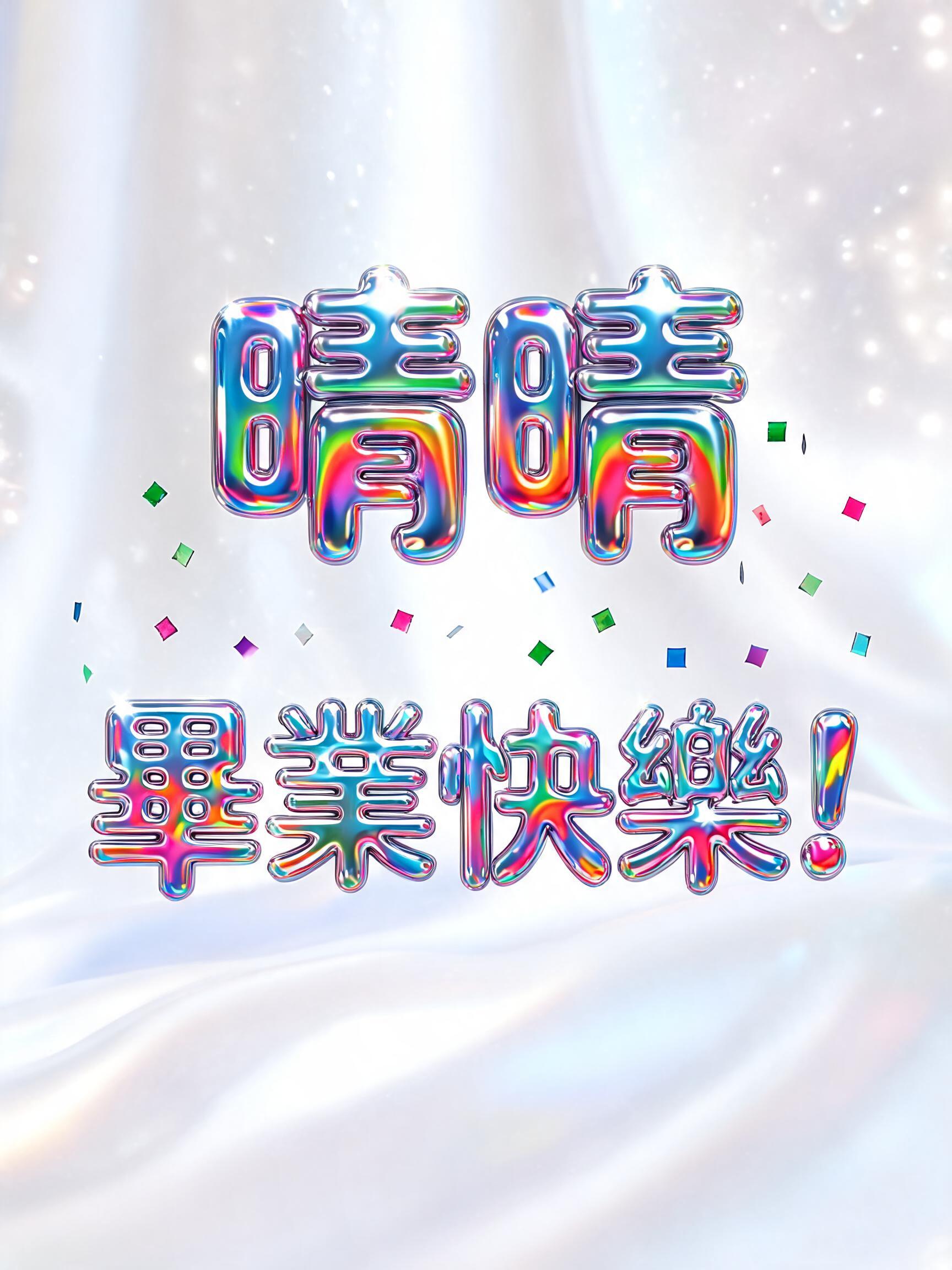 "晴晴
畢業快樂！" — Y2k Chrome | AI Text Effect Generator