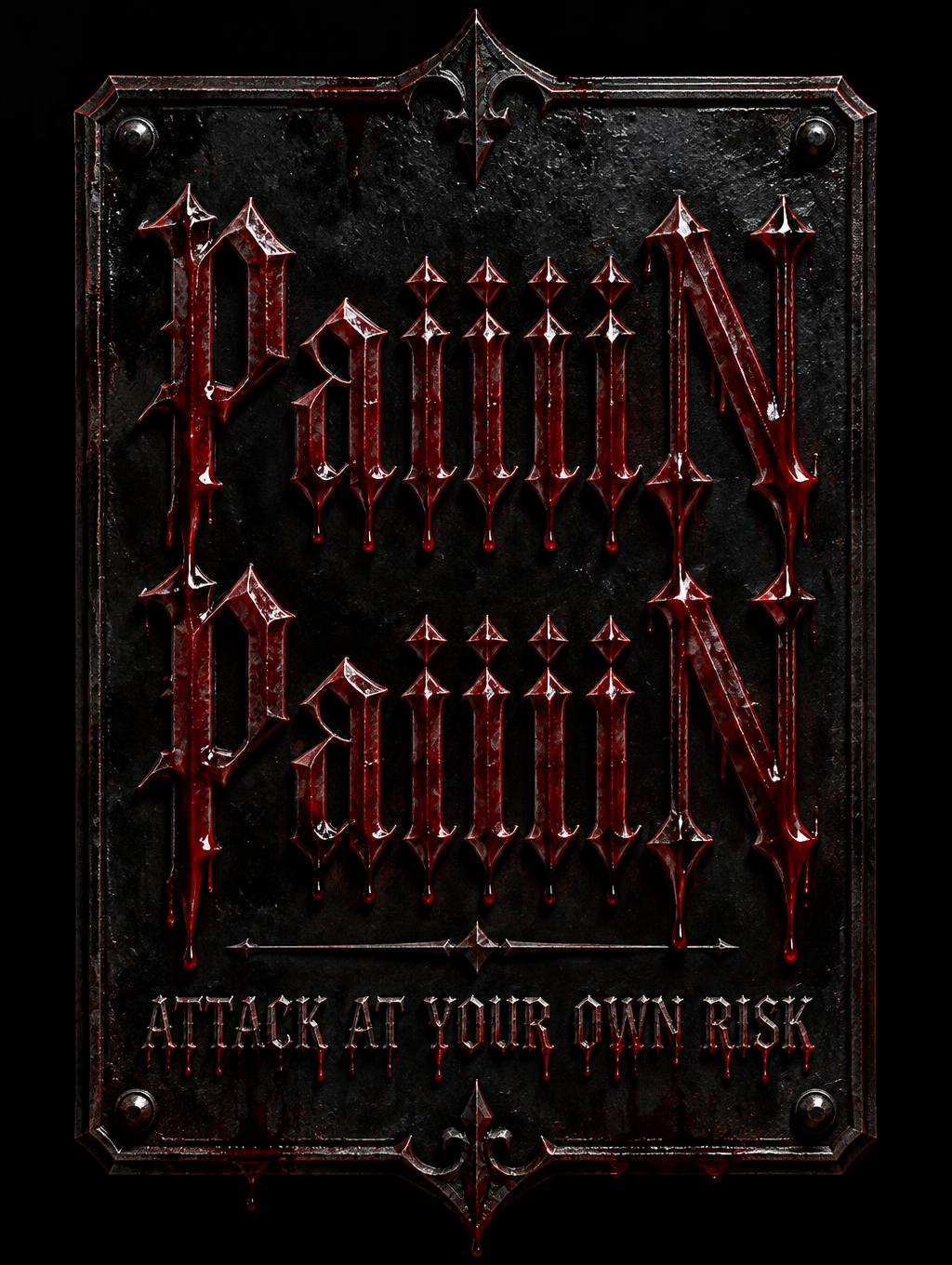 "PaiiiiiN
PaiiiiiN
ATTACK AT YOUR OWN RISK" — Drip Font Blood | AI Text Effect Generator