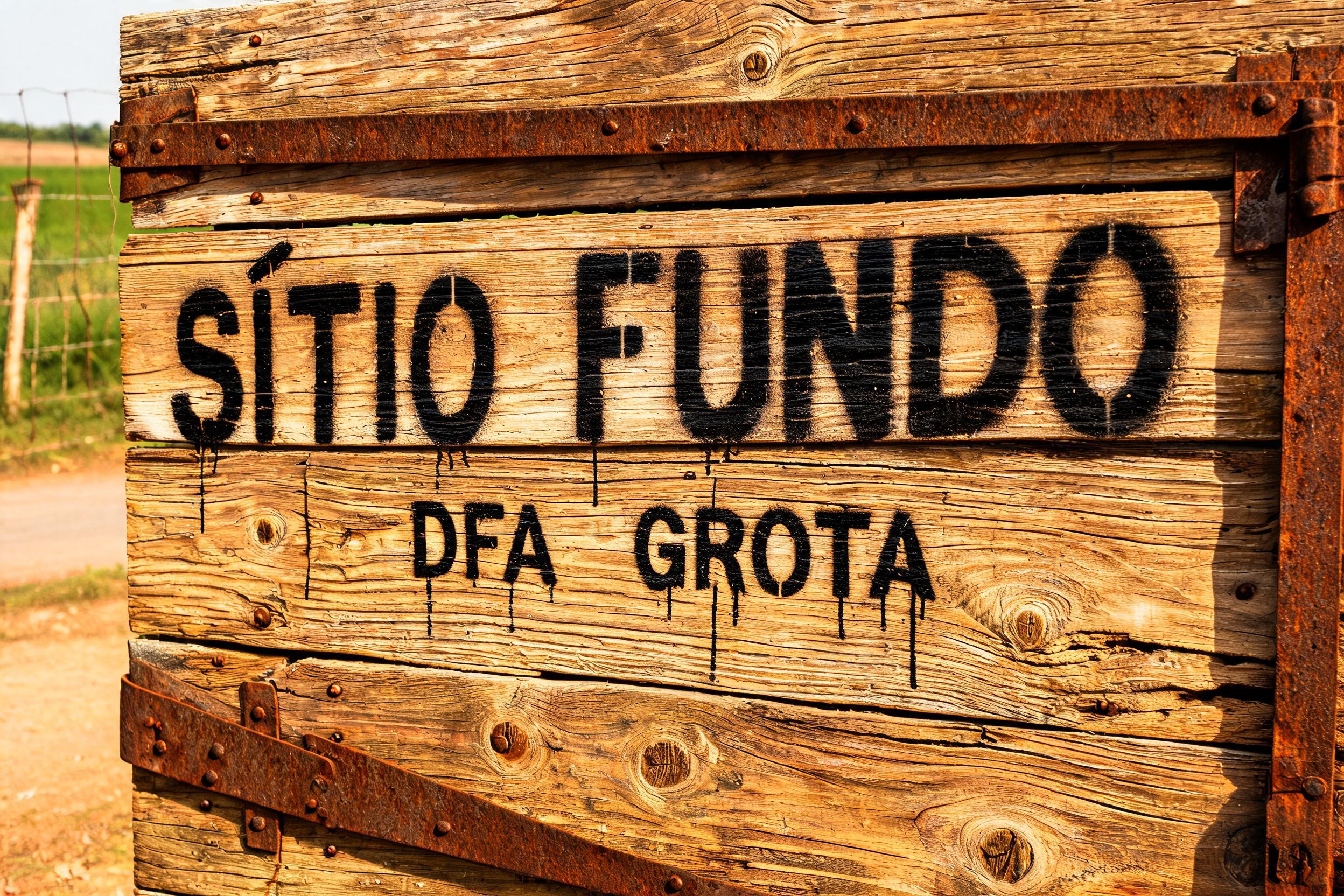"SÍTIO FUNDO DFA GROTA" — Stencil text effect