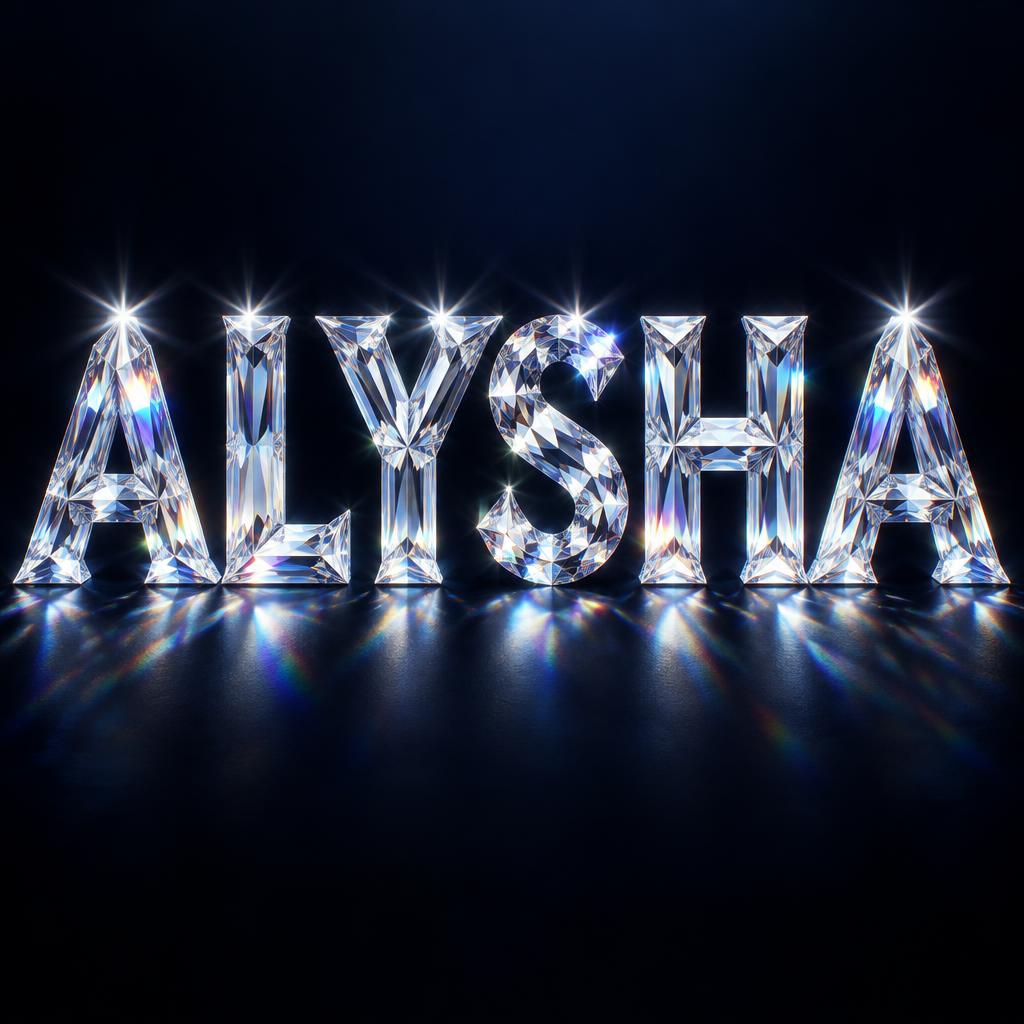 "ALYSHA" — Glass Crystal | AI Text Effect Generator