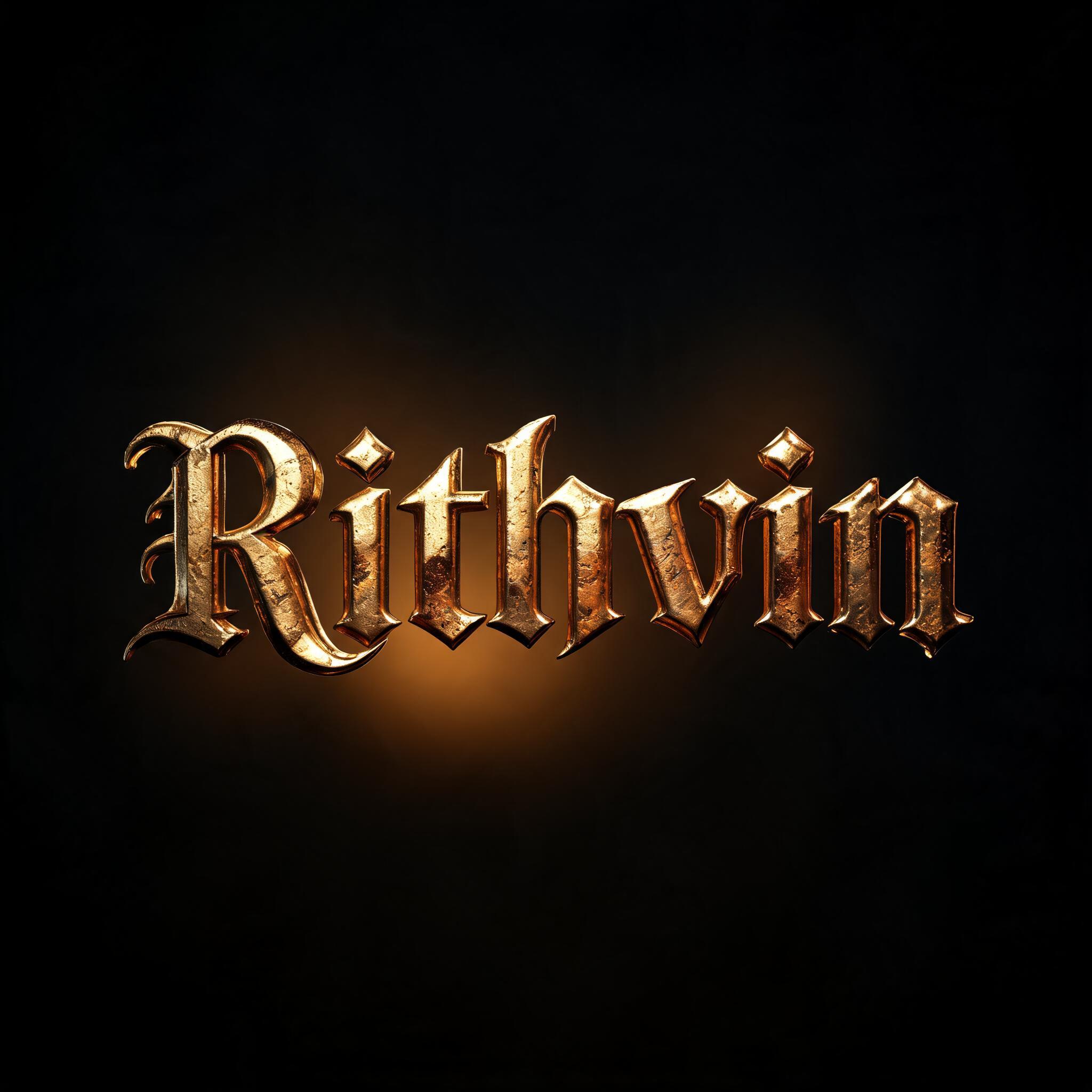 "Rithvin" — 3d Bold Gold | AI Text Effect Generator