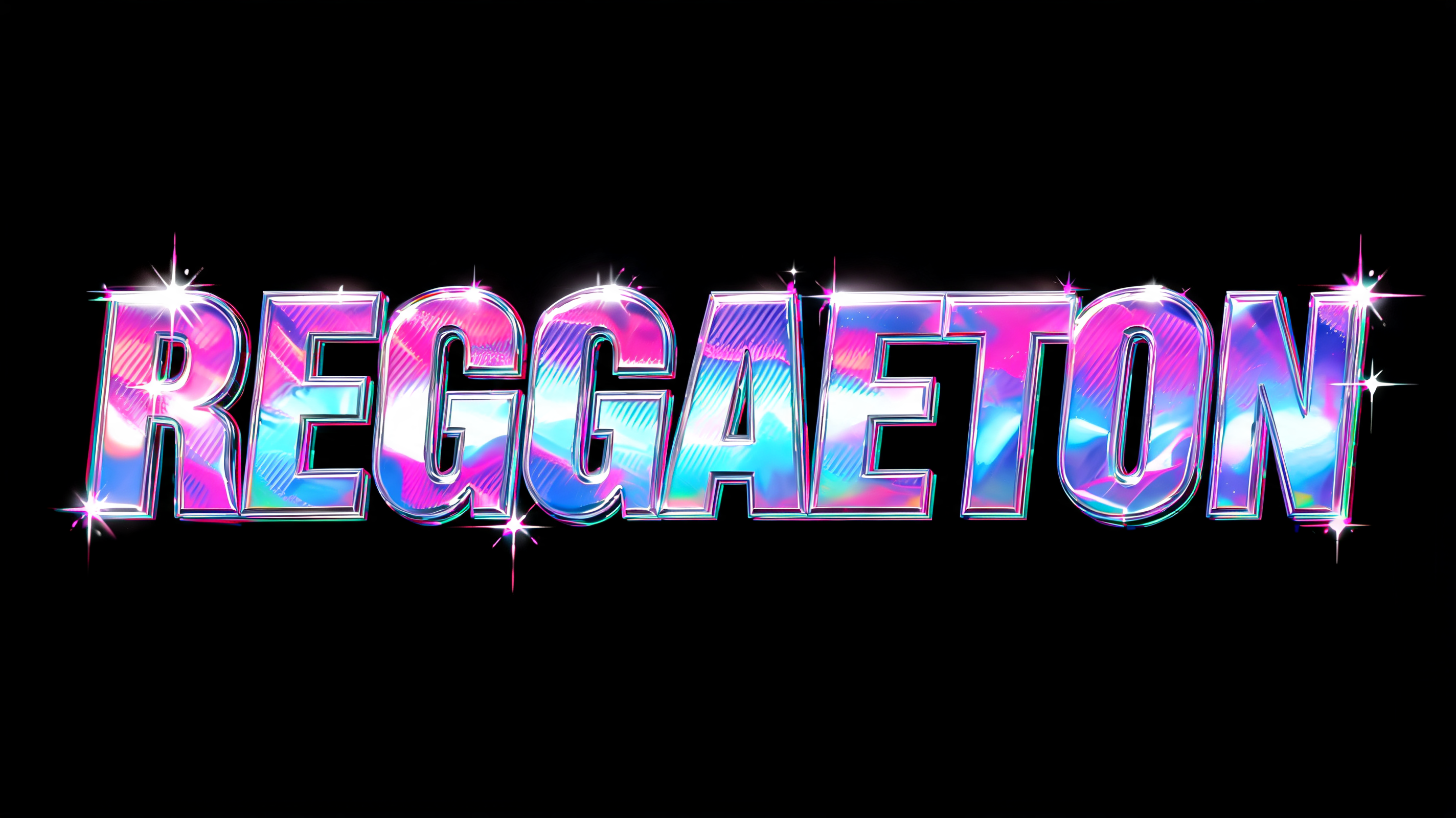 "REGGAETON" — Y2k Holographic text effect