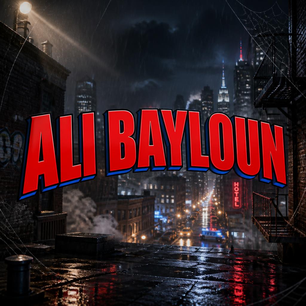 "ALI BAYLOUN" — Spider Hero | AI Text Effect Generator