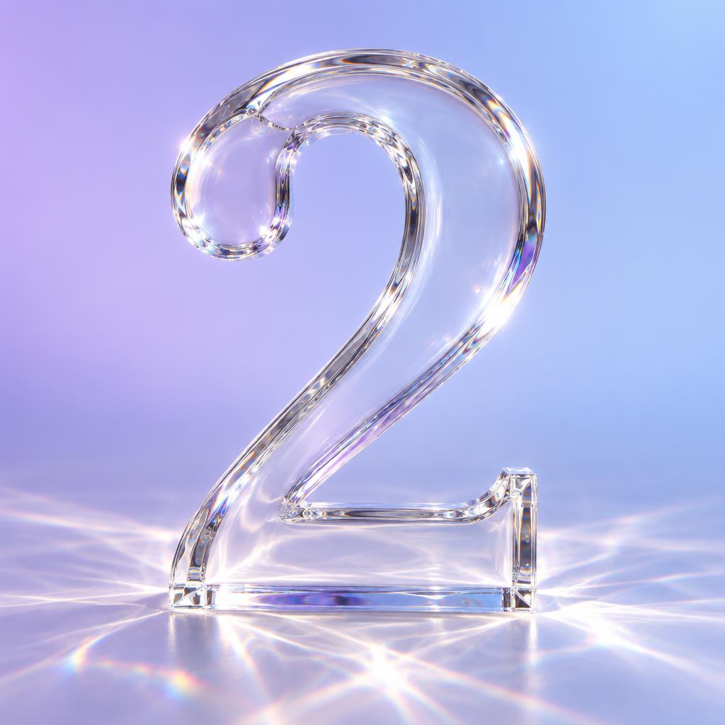 "2" — Glass | AI Text Effect Generator