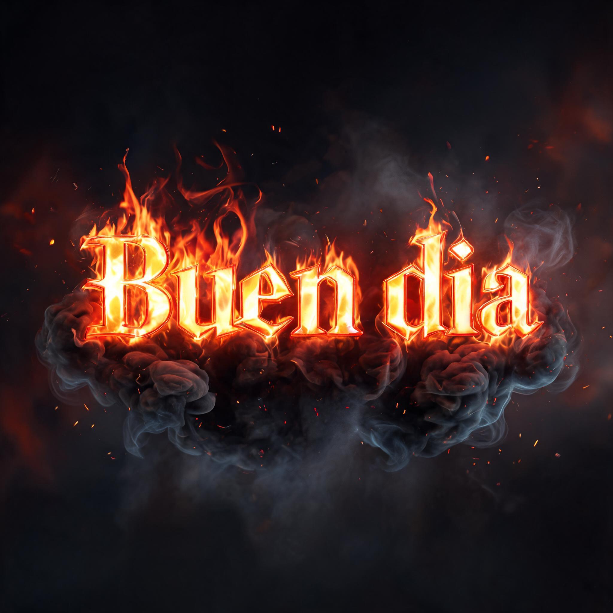 "Buen dia" — Fire Smoke | AI Text Effect Generator