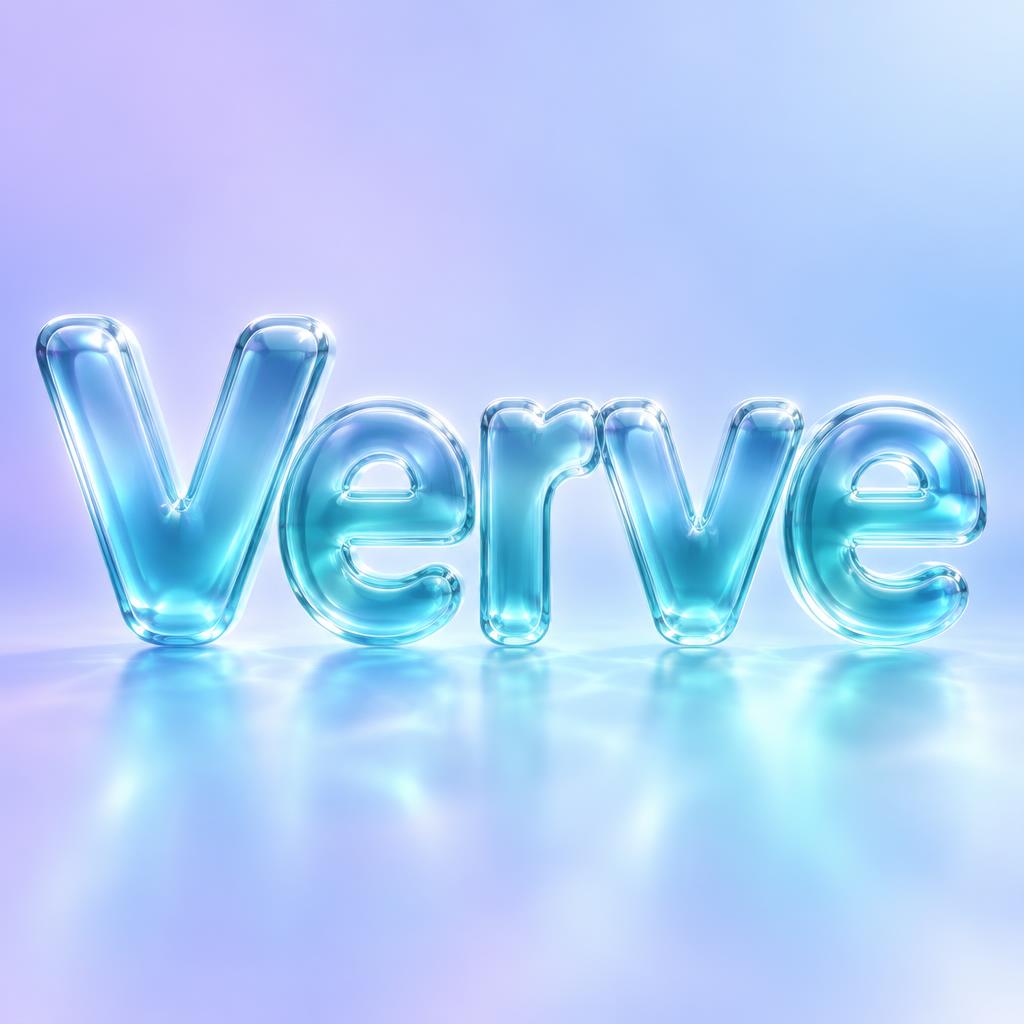 "Verve" — Glass Liquid | AI Text Effect Generator