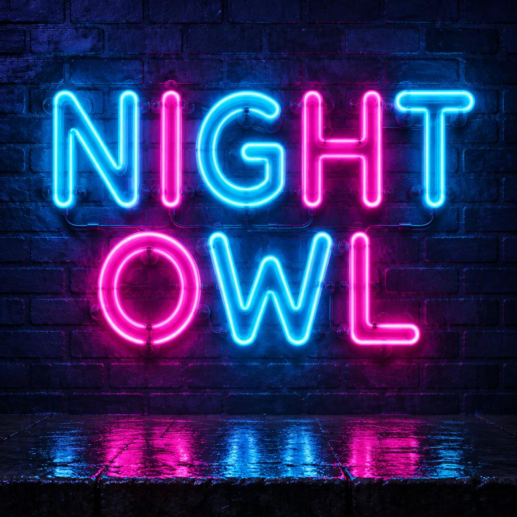 "NIGHT
OWL" — Neon Glow | AI Text Effect Generator