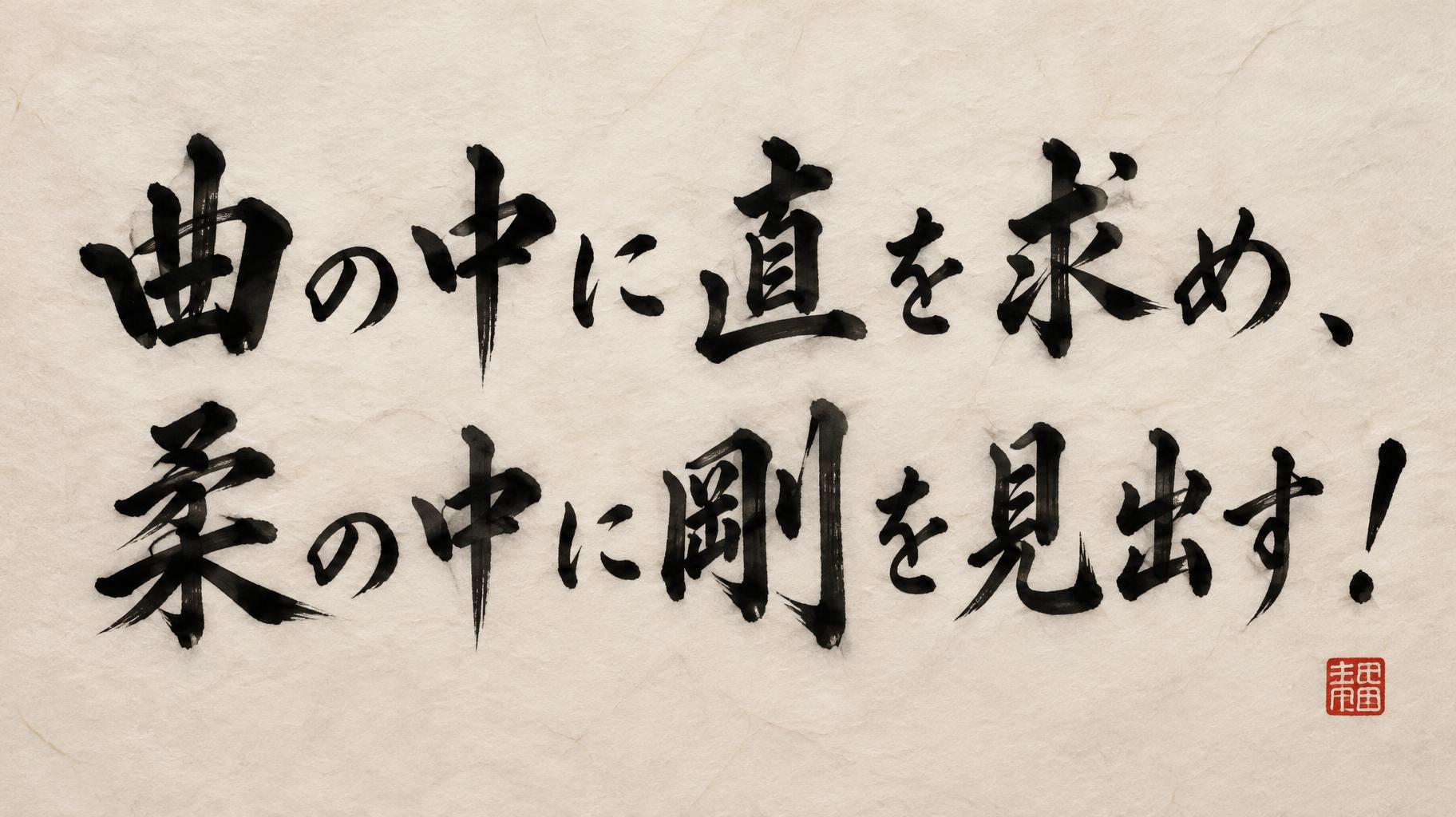 "曲の中に直を求め、柔の中に剛を見出す！" — Brush Japanese Ink | AI Text Effect Generator