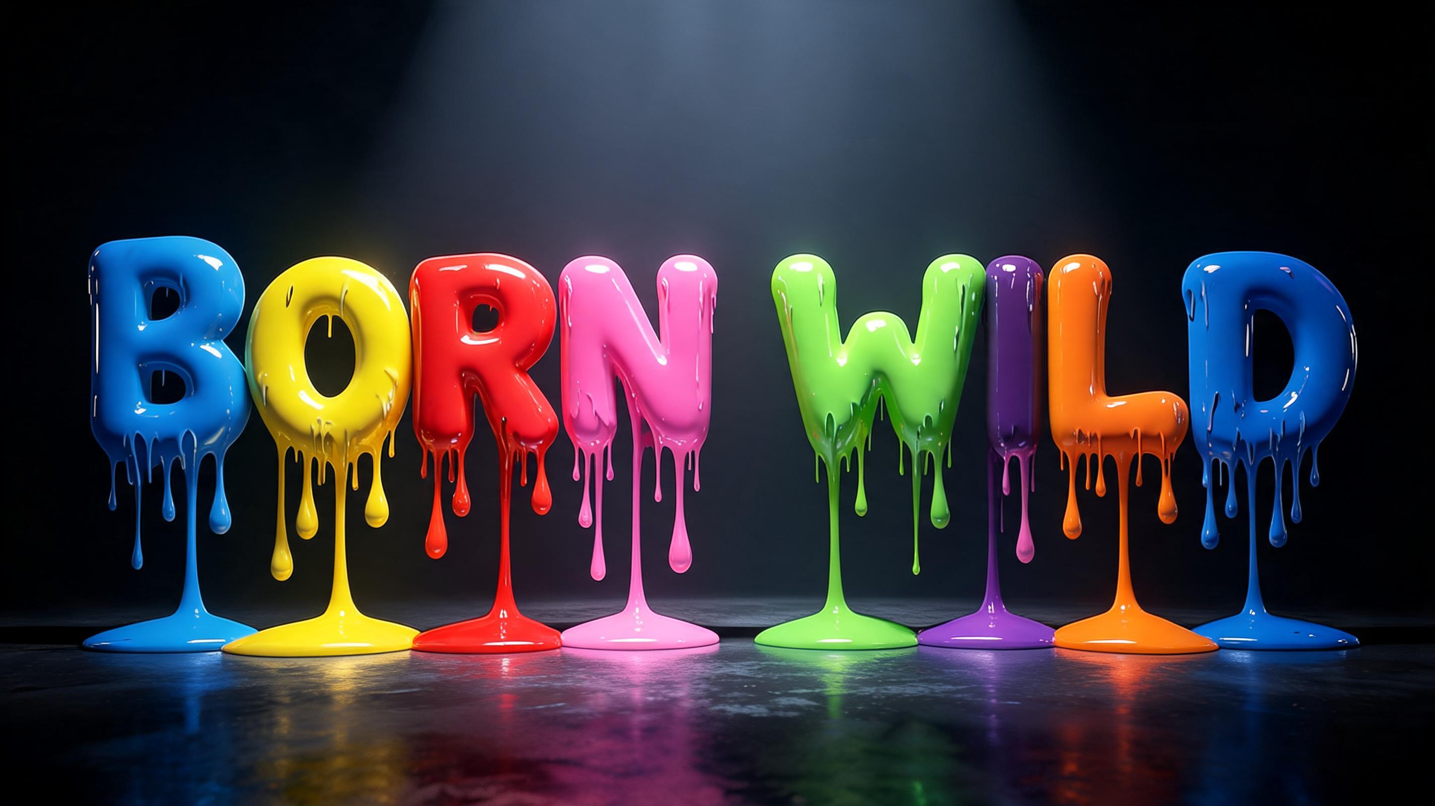 "BORN WILD" — Drip Font | AI Text Effect Generator