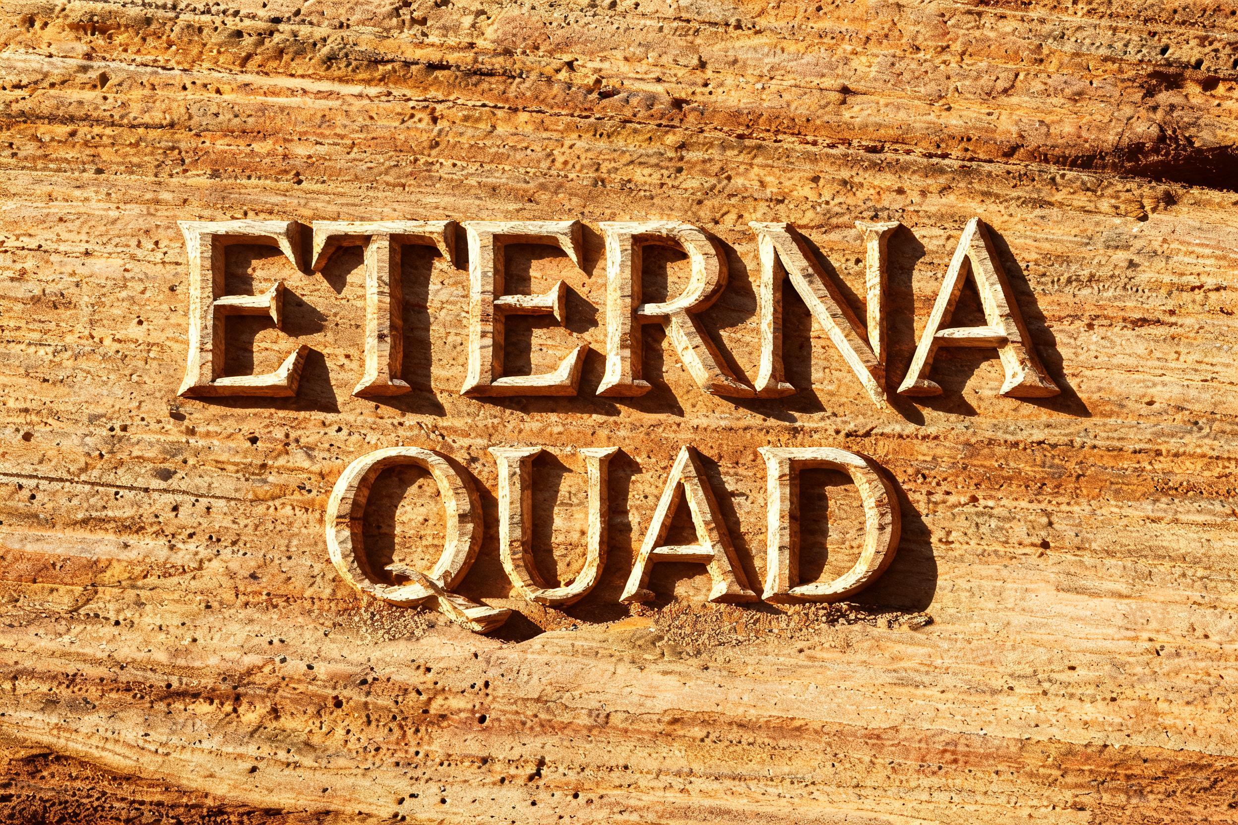 "Eterna Quad" — Sand Stone | AI Text Effect Generator