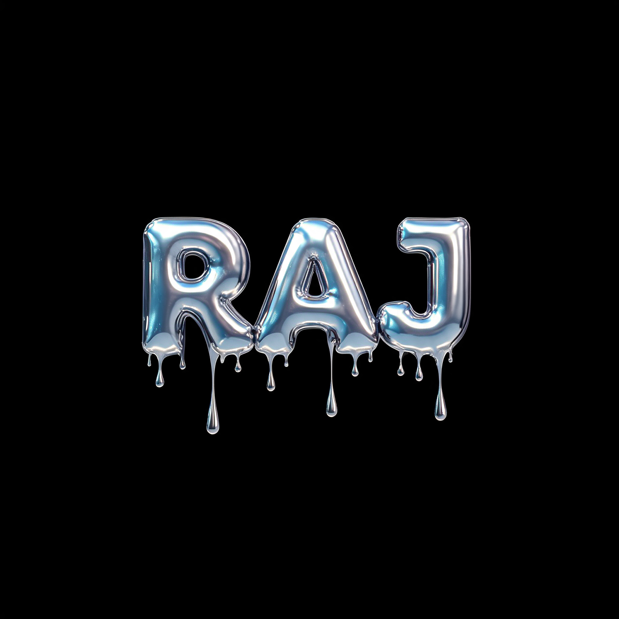 "RAJ" — Y2k Liquid | AI Text Effect Generator