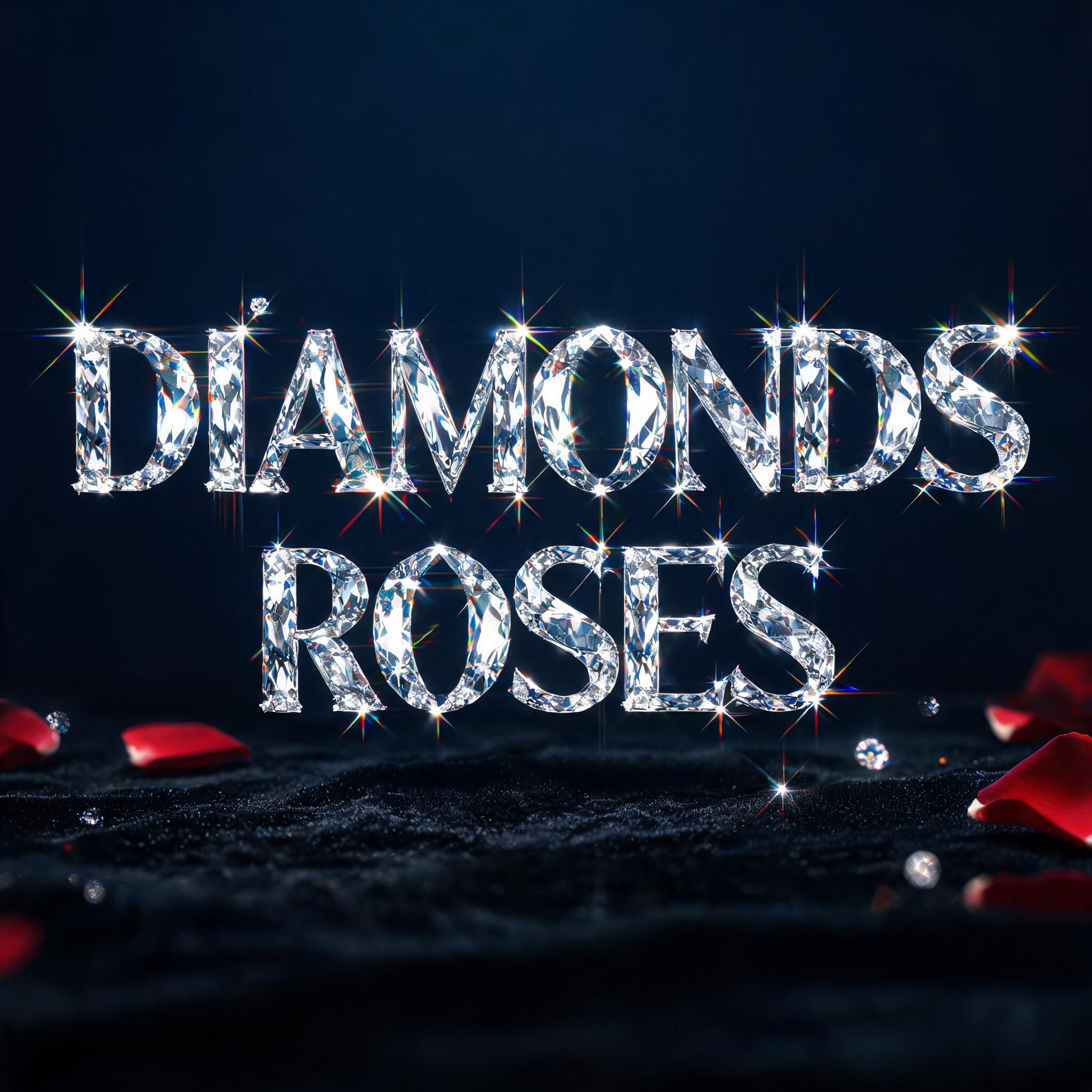 "Diamonds Roses" — Glass Crystal | AI Text Effect Generator