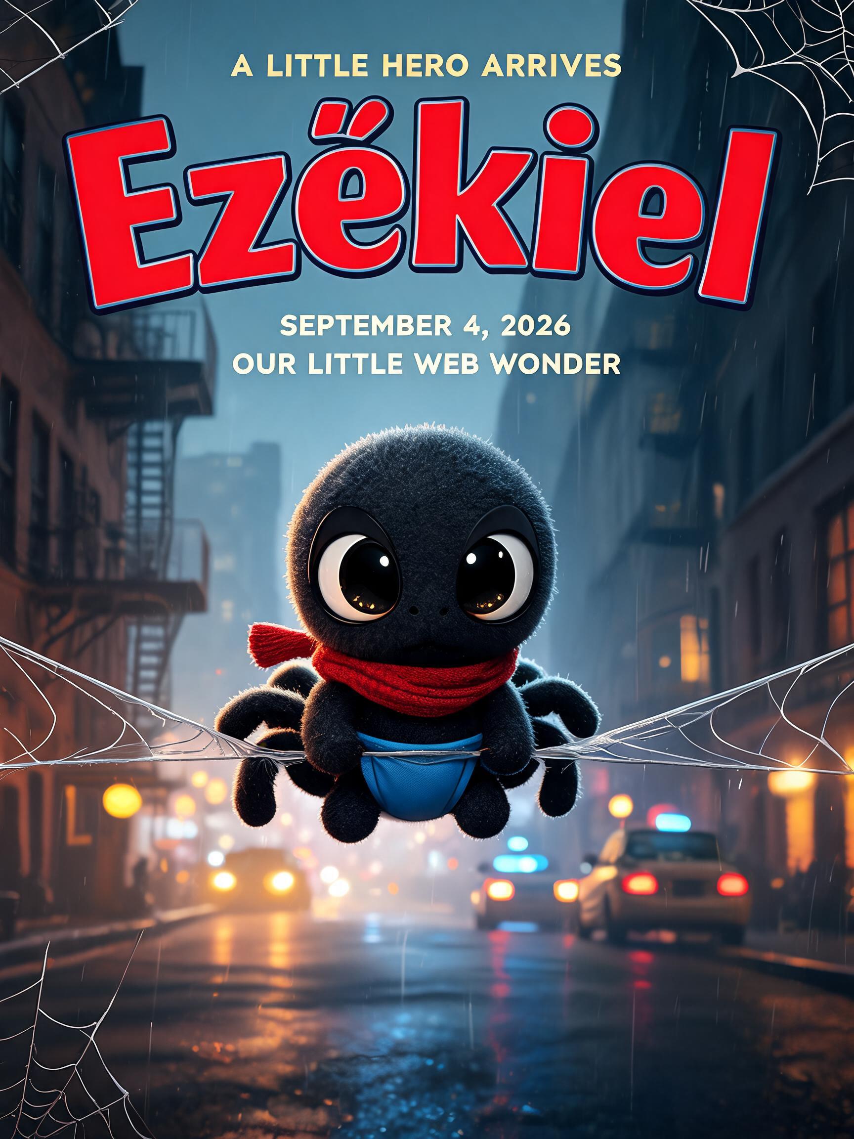 "A LITTLE HERO ARRIVES
Ezékiel
SEPTEMBER 4, 2026
OUR LITTLE WEB WONDER" — Spider Hero | AI Text Effect Generator