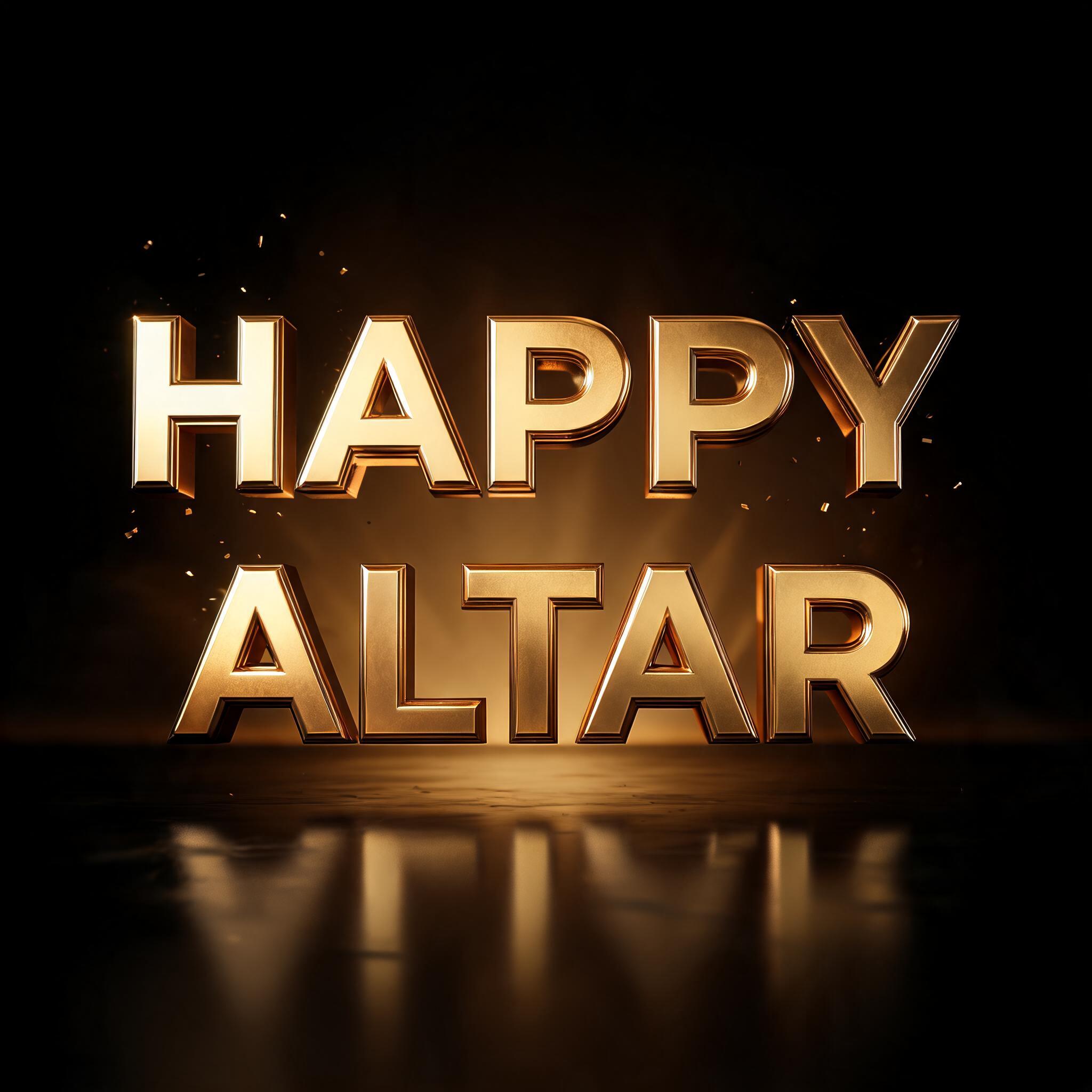"HAPPY ALTAR" — 3d Bold Gold | AI Text Effect Generator