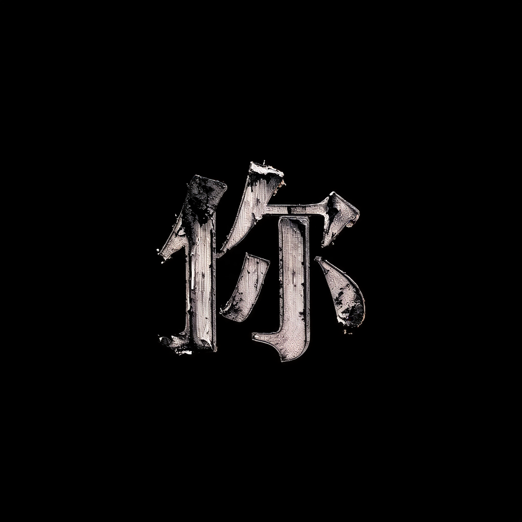 "你" — Brush Dry text effect