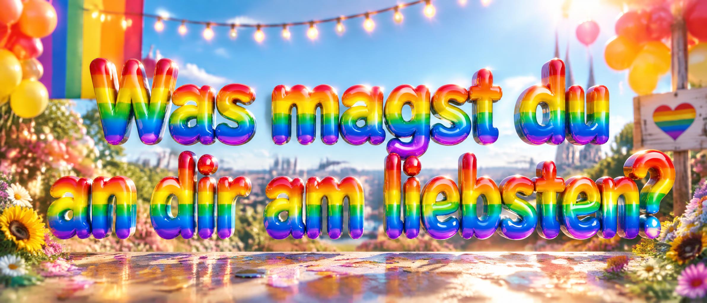 "Was magst du an dir am liebsten?" — Rainbow | AI Text Effect Generator