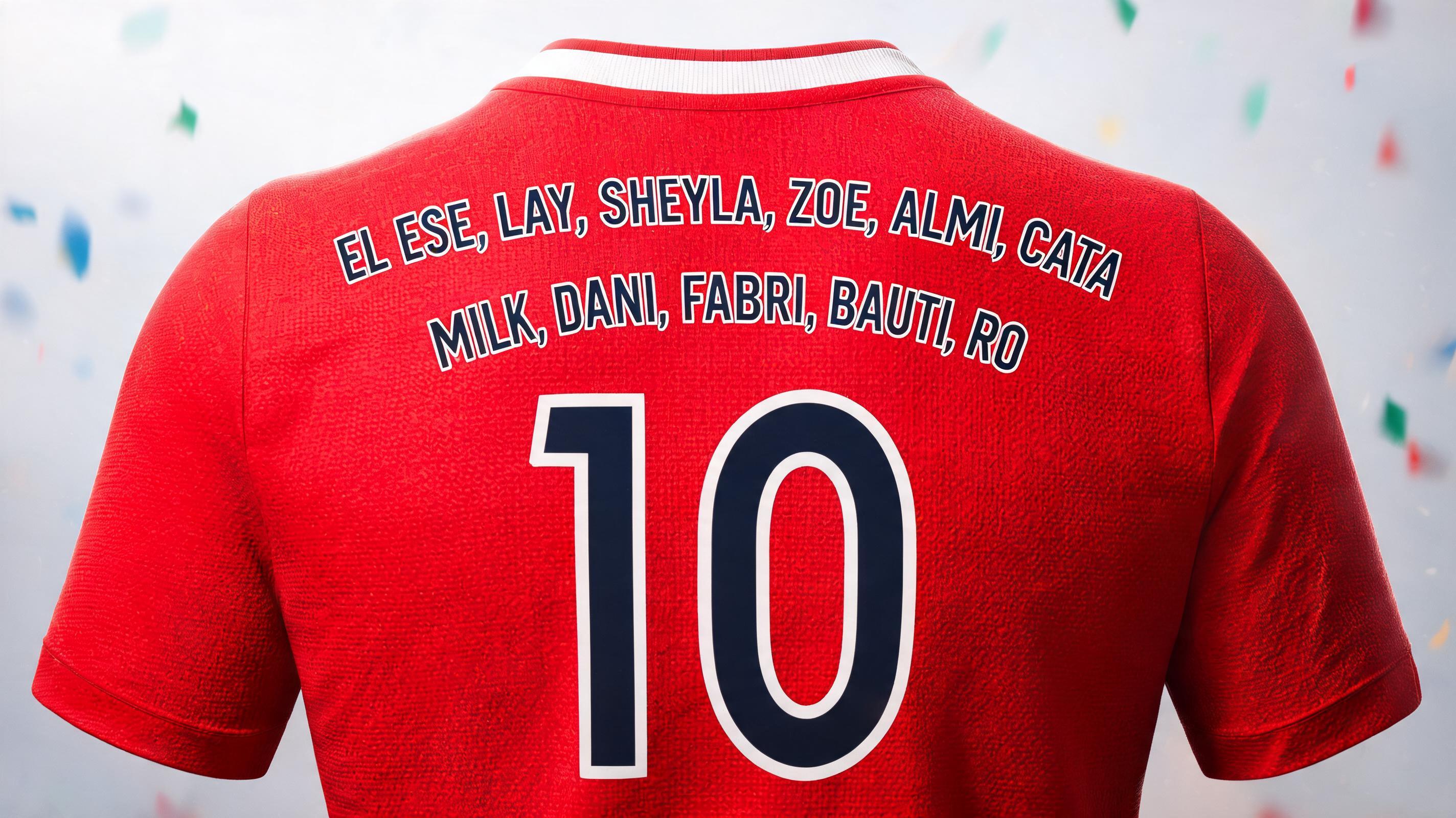 "EL ESE, LAY, SHEYLA, ZOE, ALMI, CATA, MILK, DANI, FABRI, BAUTI, RO" — Sports Football | AI Text Effect Generator