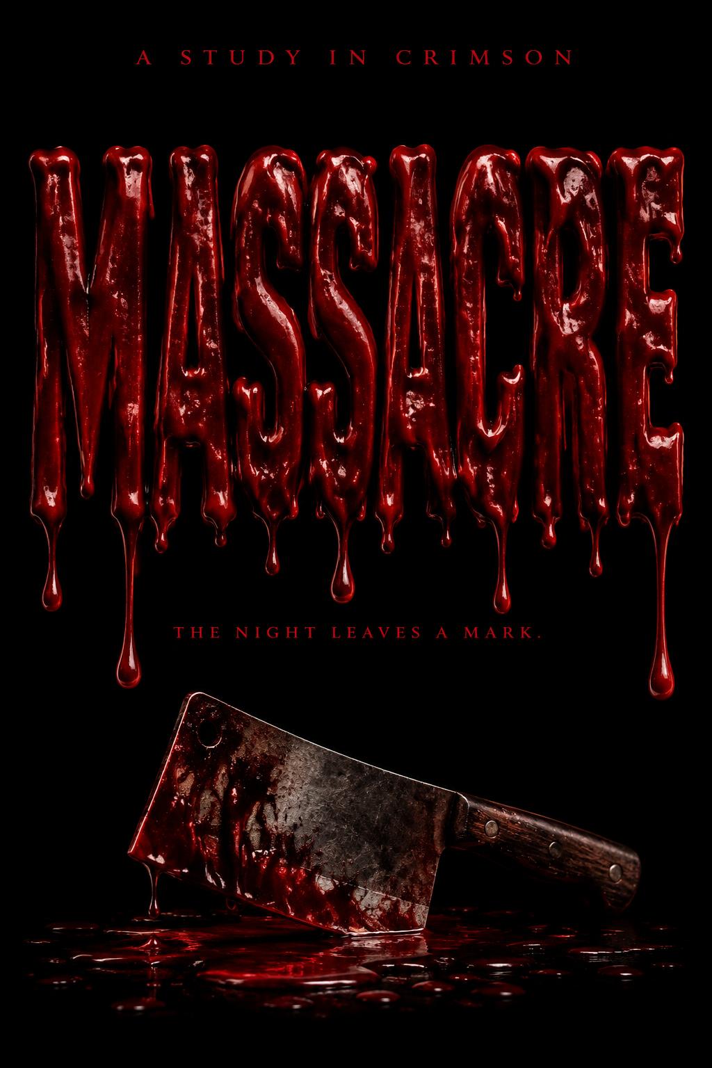 "MASSACRE
THE NIGHT LEAVES A MARK.
A STUDY IN CRIMSON" — Drip Font Blood | AI Text Effect Generator