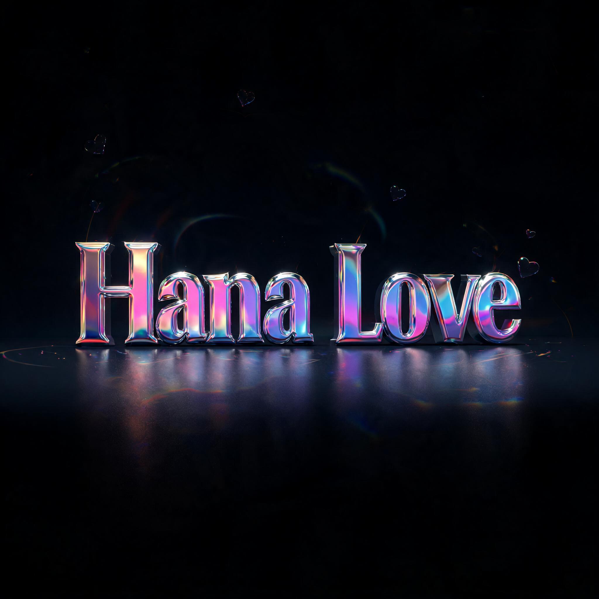 "Hana Love" — 3d Bold Holographic text effect