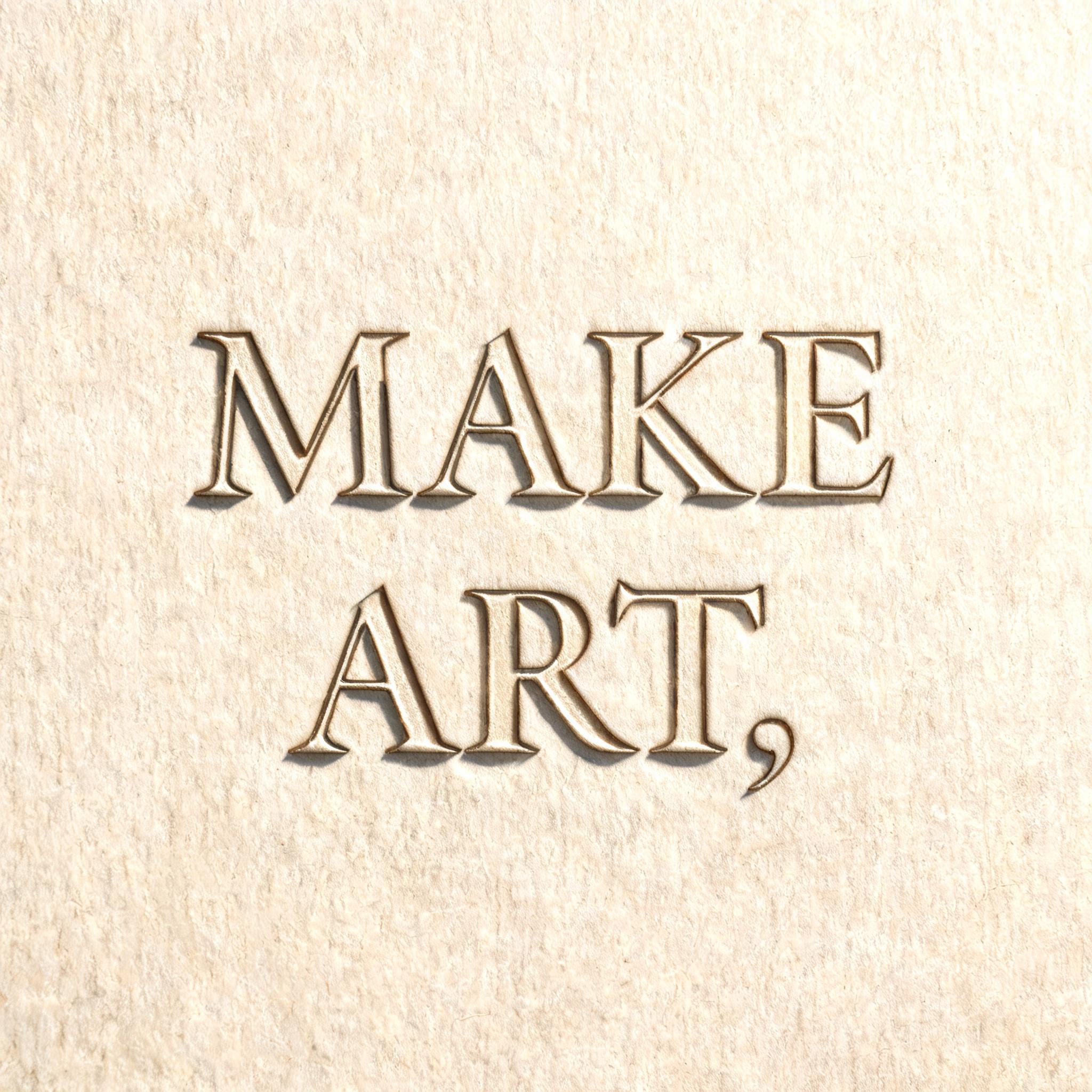 "Make art," — Emboss | AI Text Effect Generator
