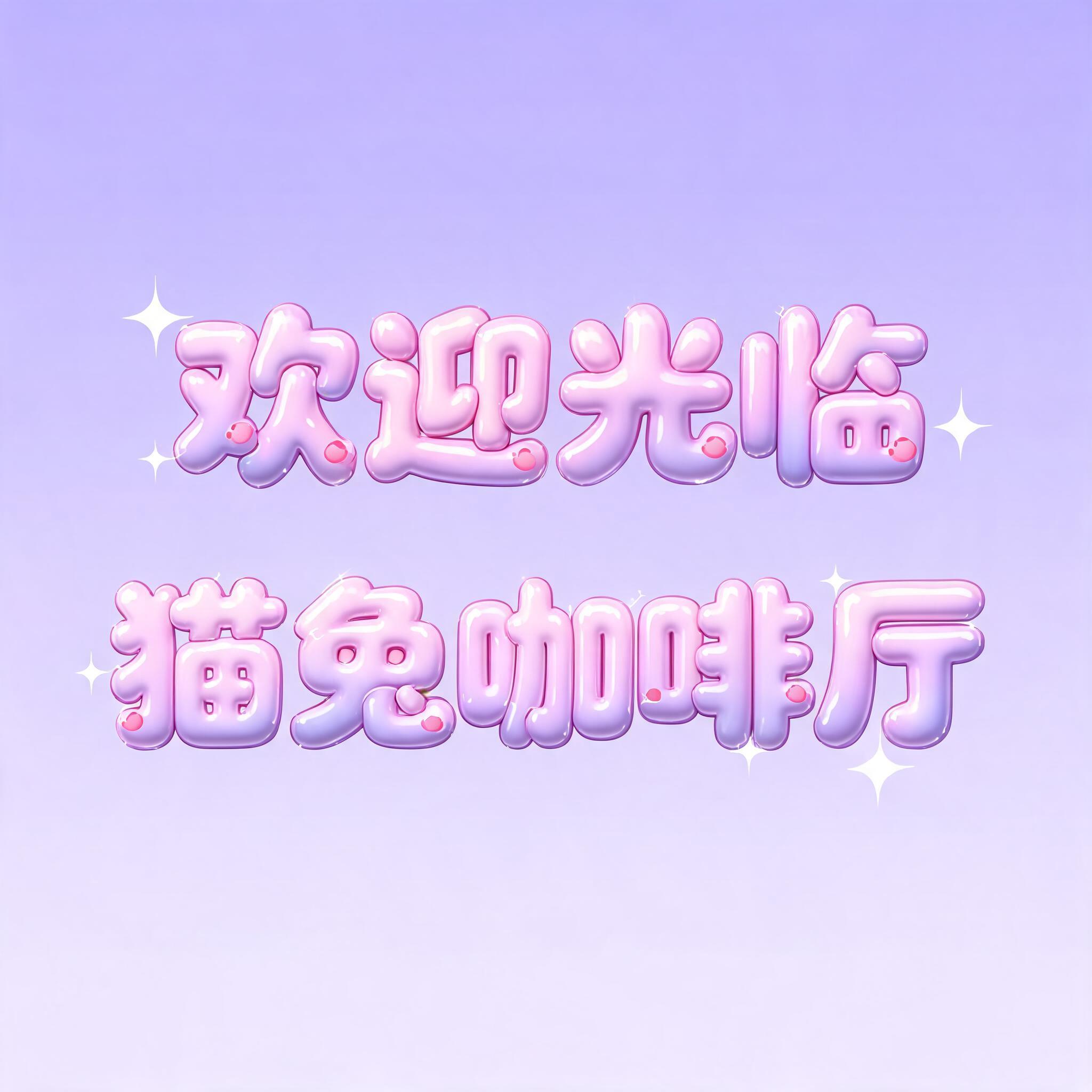 "欢迎光临猫兔咖啡厅" — Y2k Bubbly | AI Text Effect Generator