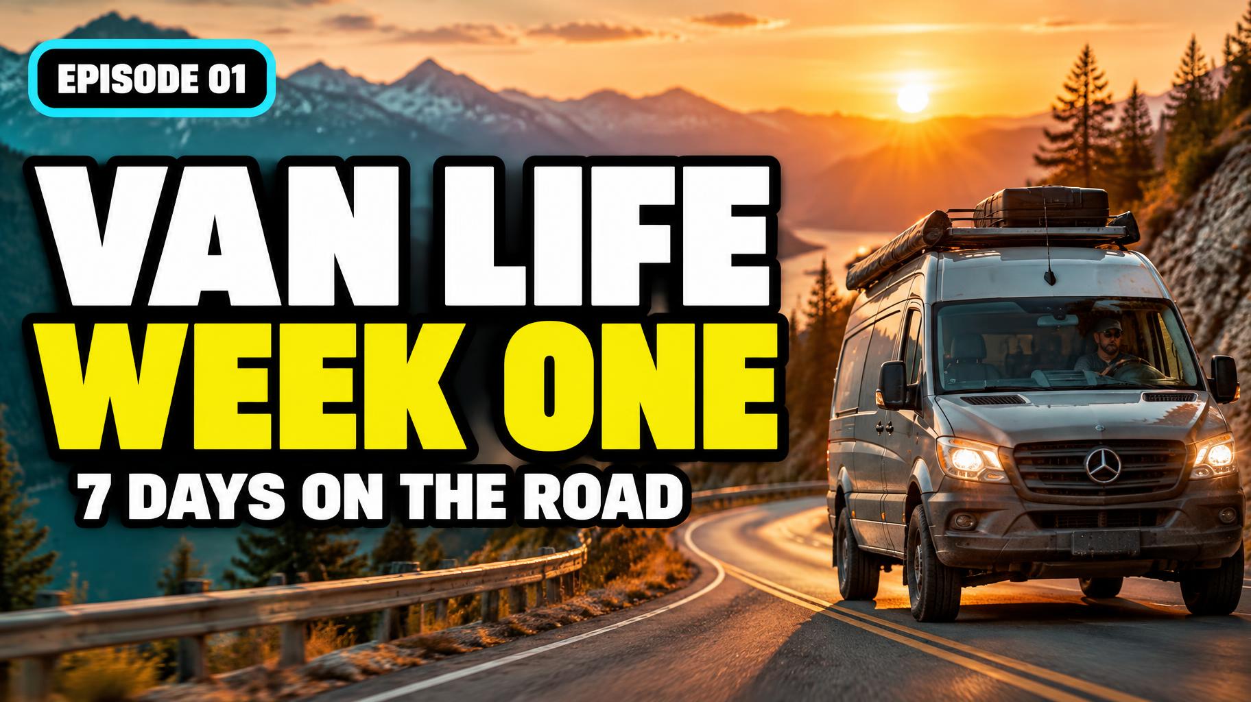 "VAN LIFE
WEEK ONE
7 DAYS ON THE ROAD
EPISODE 01" — Cinematic Youtube Creator | AI Text Effect Generator