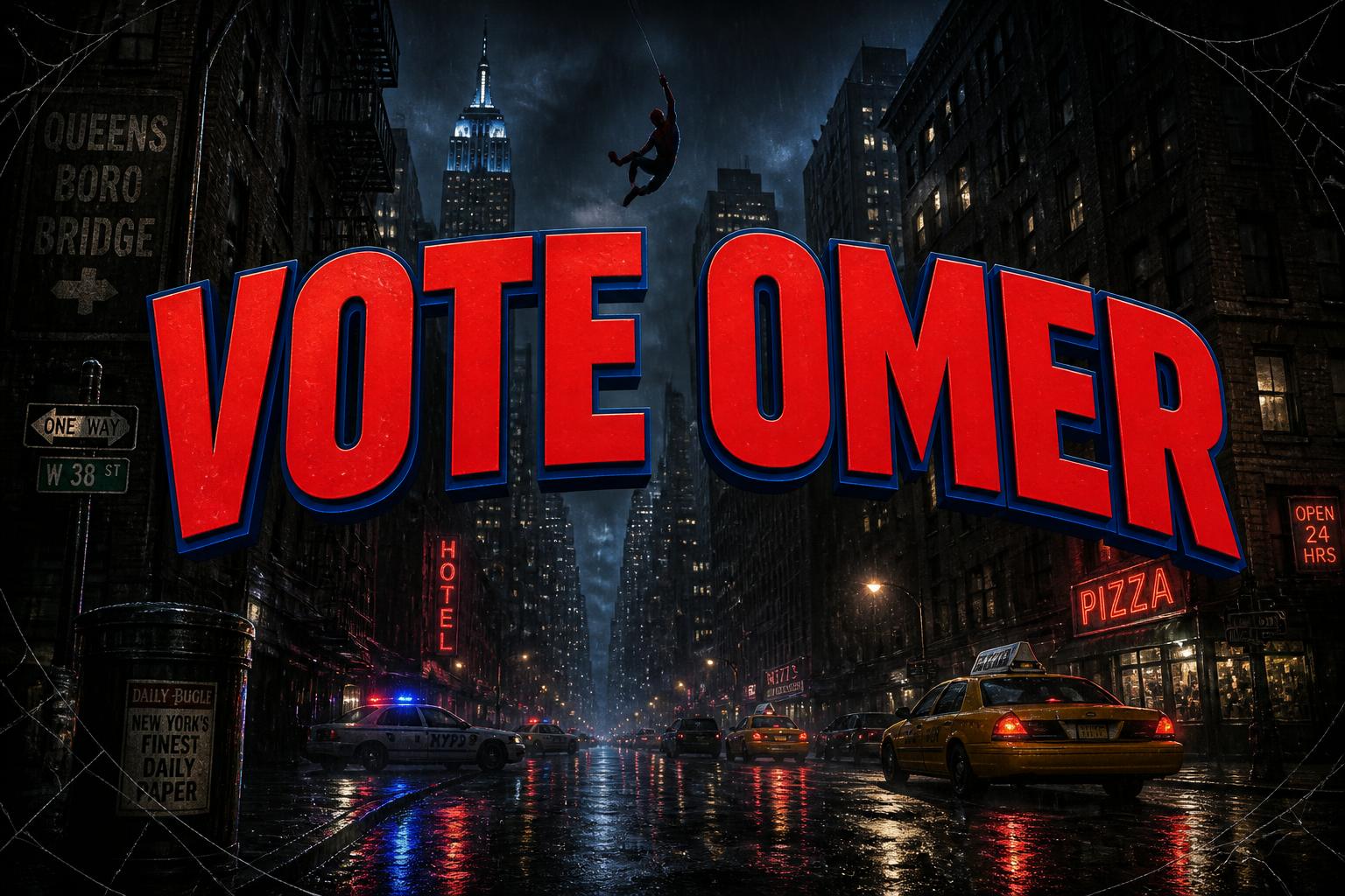 "VOTE OMER" — Spider Hero | AI Text Effect Generator