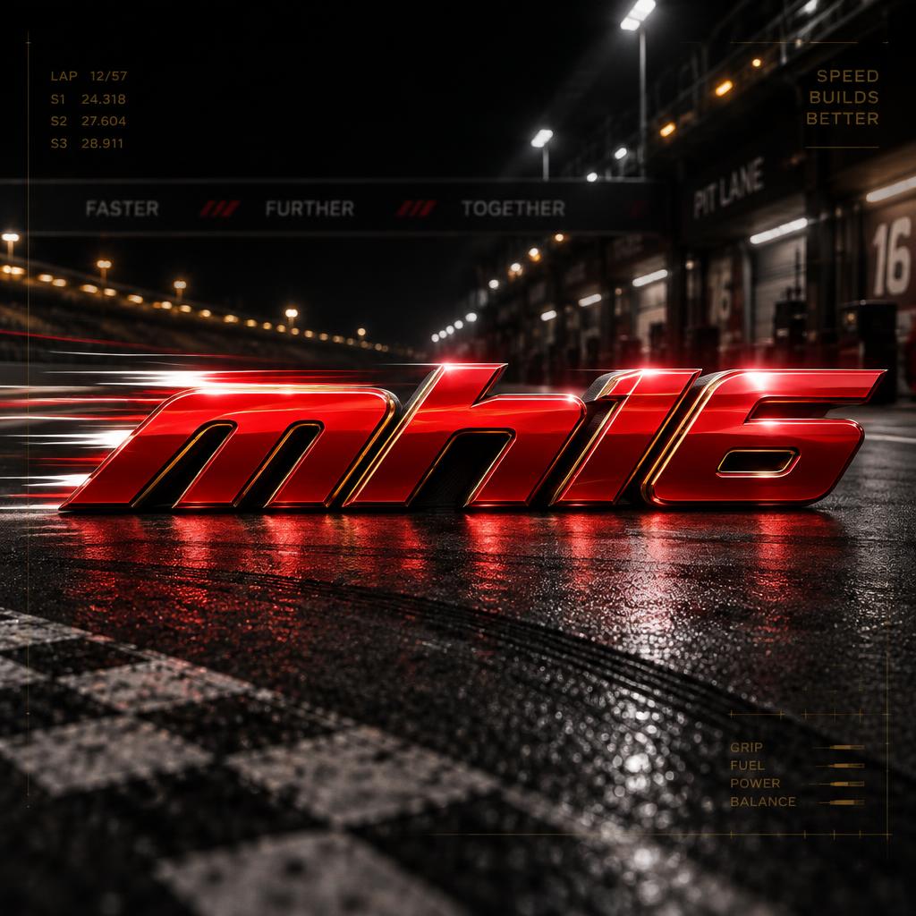 "mh16" — Racing | AI Text Effect Generator