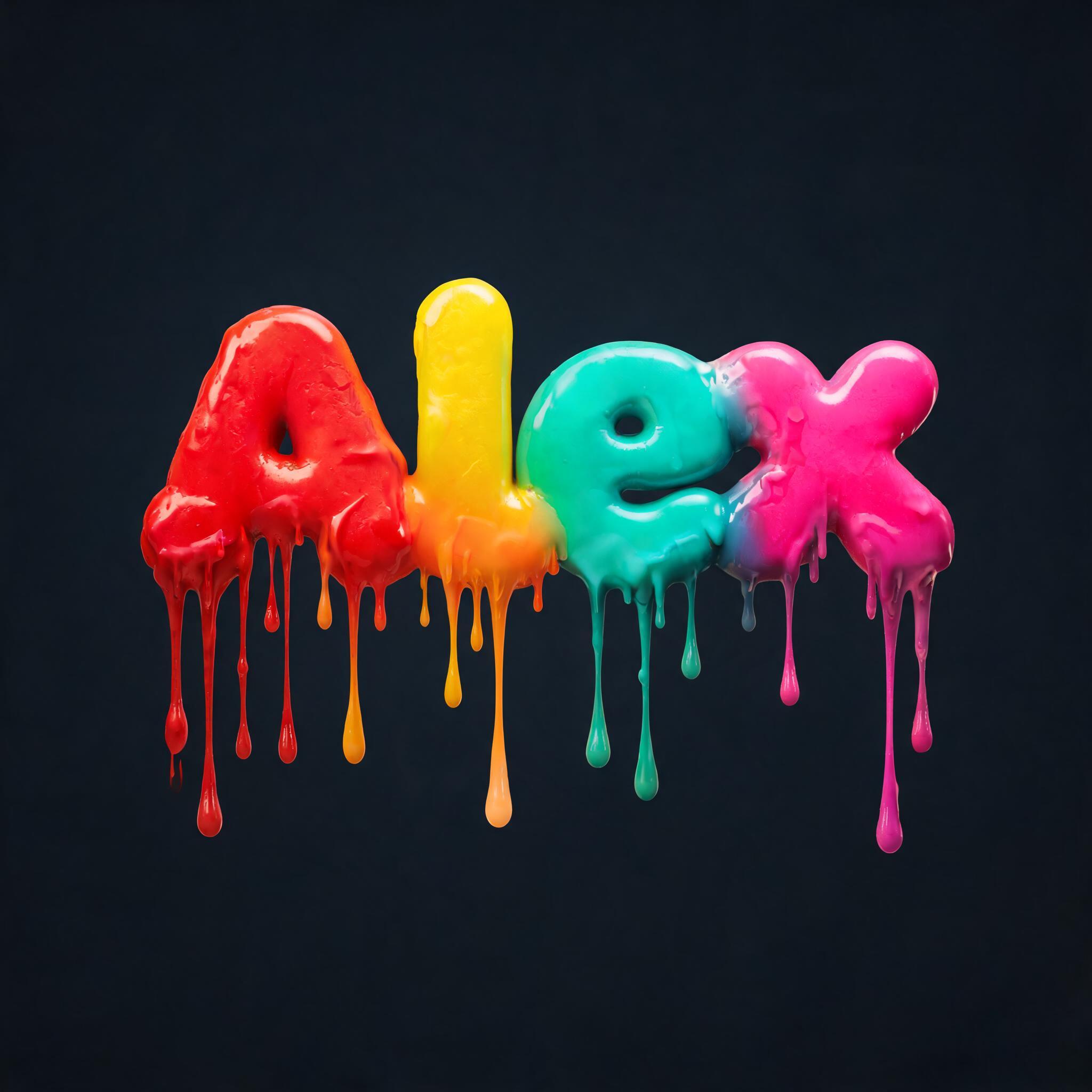 "Alex" — Drip Font Melting | AI Text Effect Generator