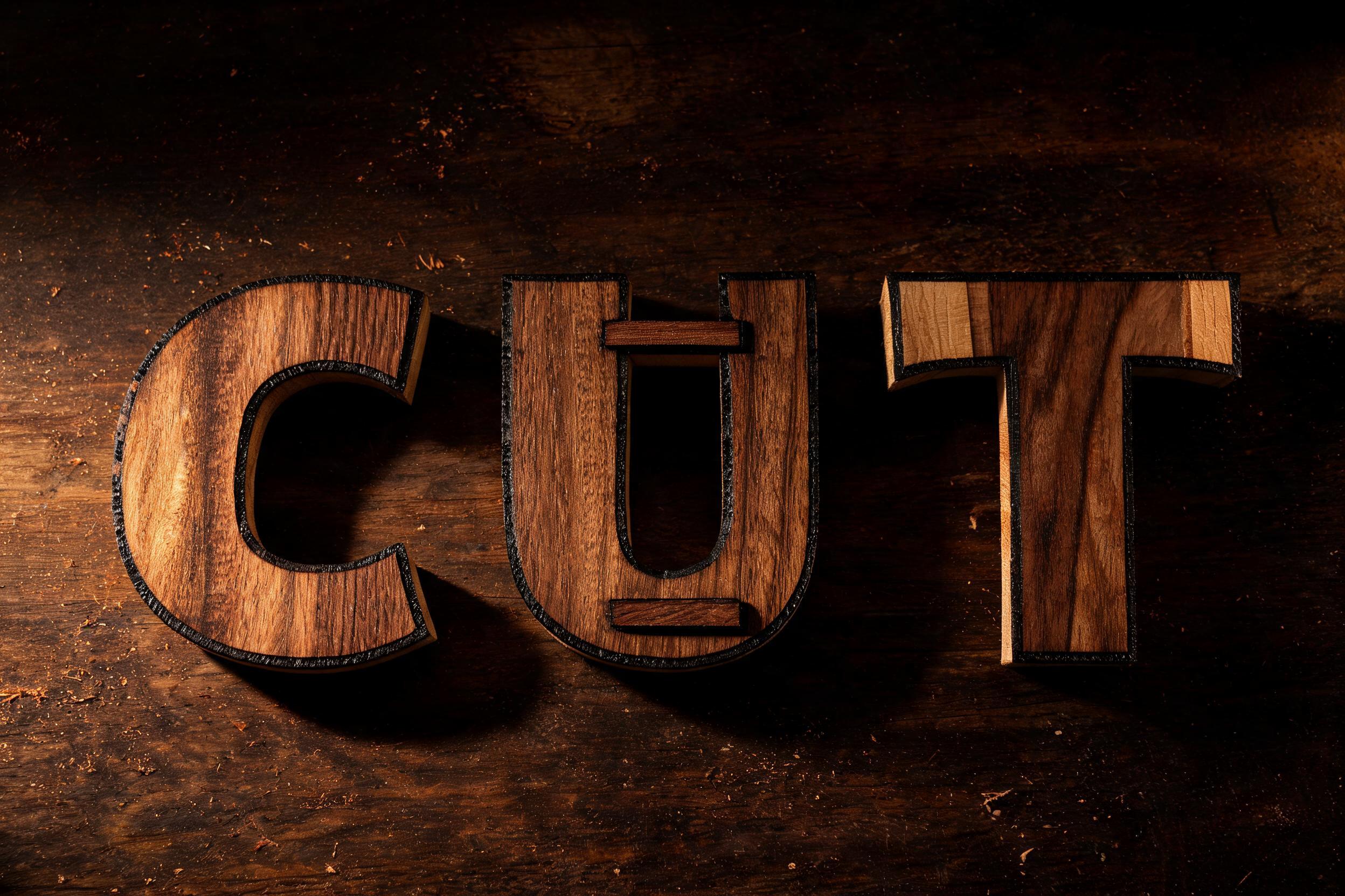 "CUT" — Laser Cut | AI Text Effect Generator
