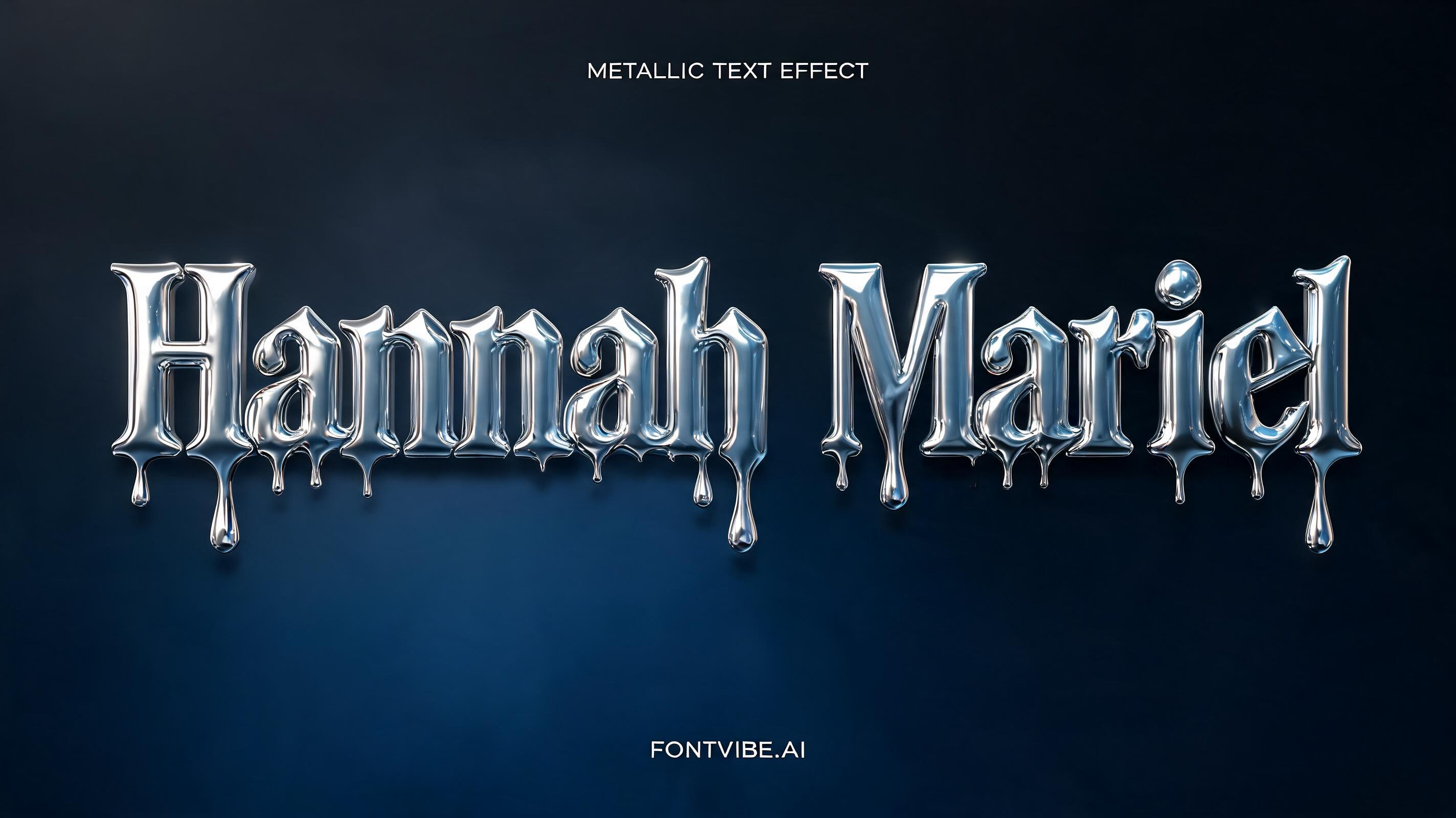 "Hannah Mariel" — Metallic | AI Text Effect Generator