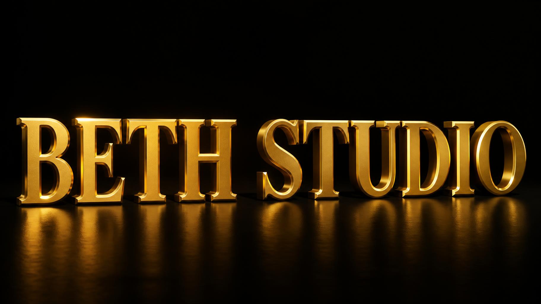 "BETH STUDIO" — 3d Bold Gold | AI Text Effect Generator
