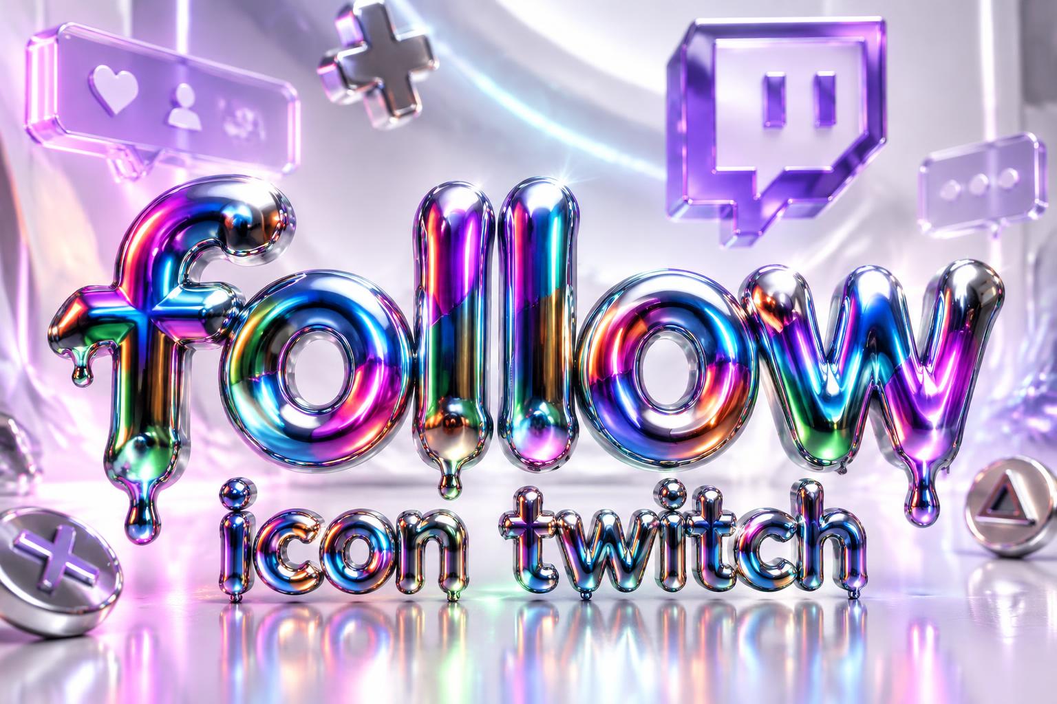 "follow icon twitch" — Y2k Chrome | AI Text Effect Generator