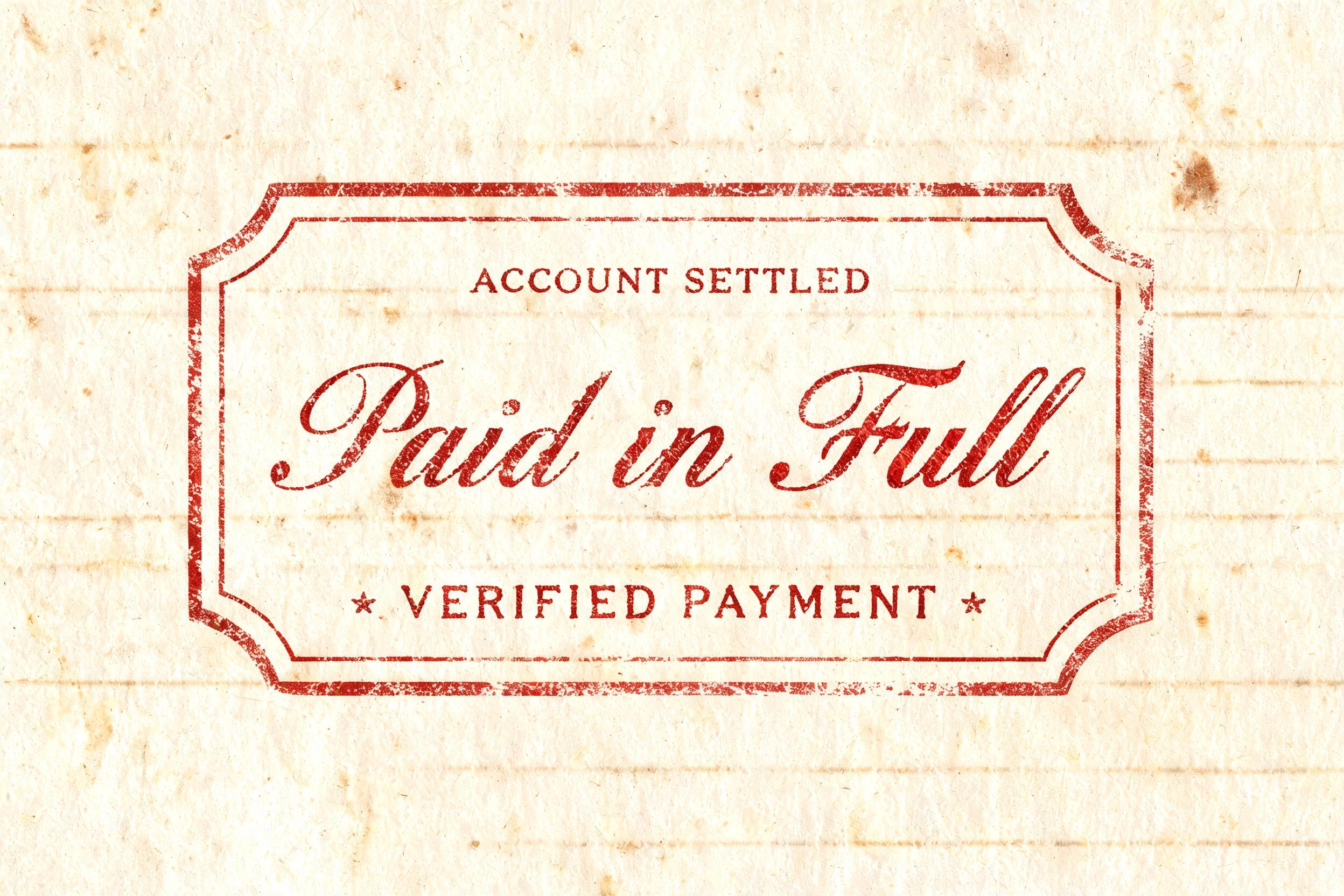 "Paid in Full
ACCOUNT SETTLED
VERIFIED PAYMENT" — Vintage | AI Text Effect Generator