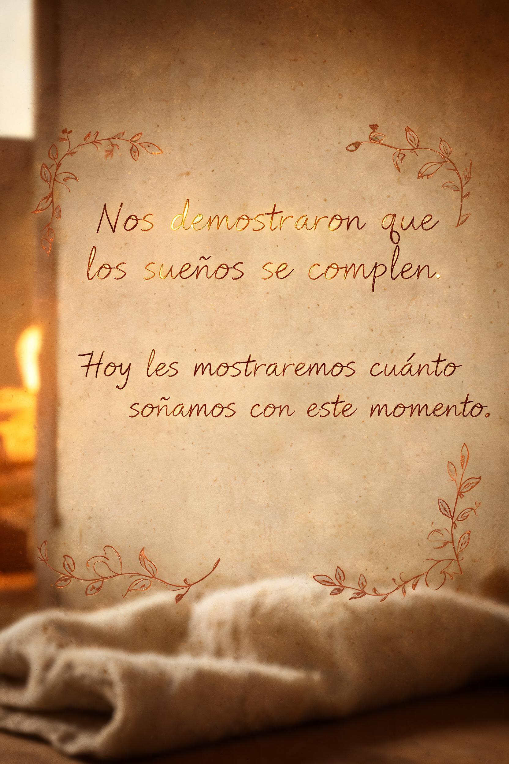 "Nos demostraron que los sueños se cumplen. Hoy les mostraremos cuánto soñamos con este momento." — Family Love text effect
