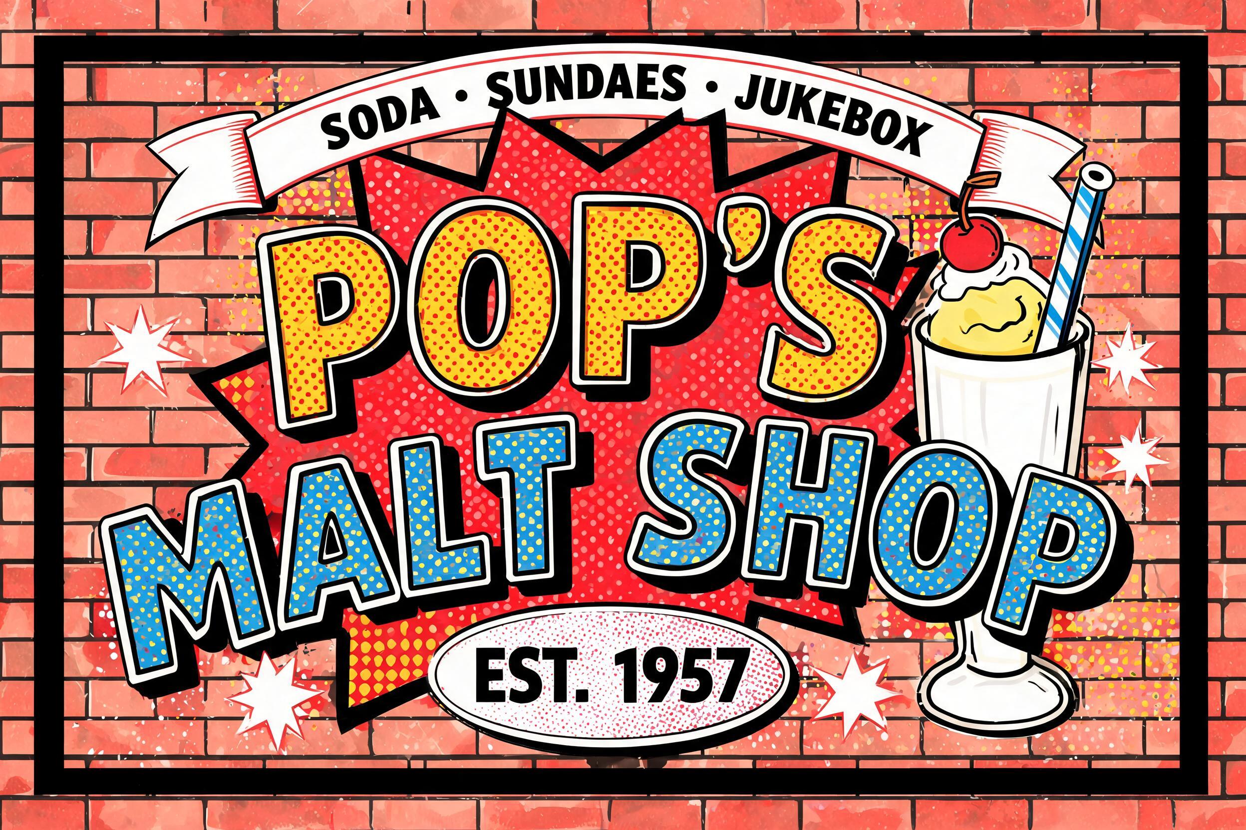 POP’S
MALT SHOP
SODA • SUNDAES • JUKEBOX
EST. 1957