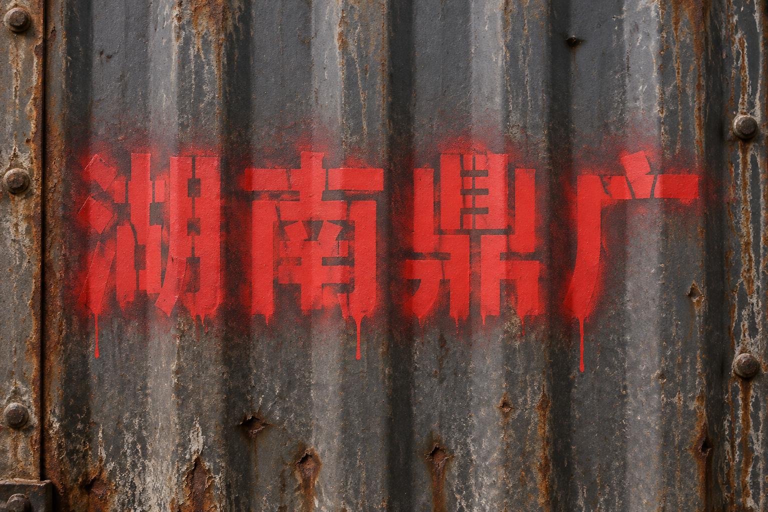 "湖南鼎广" — Stencil text effect