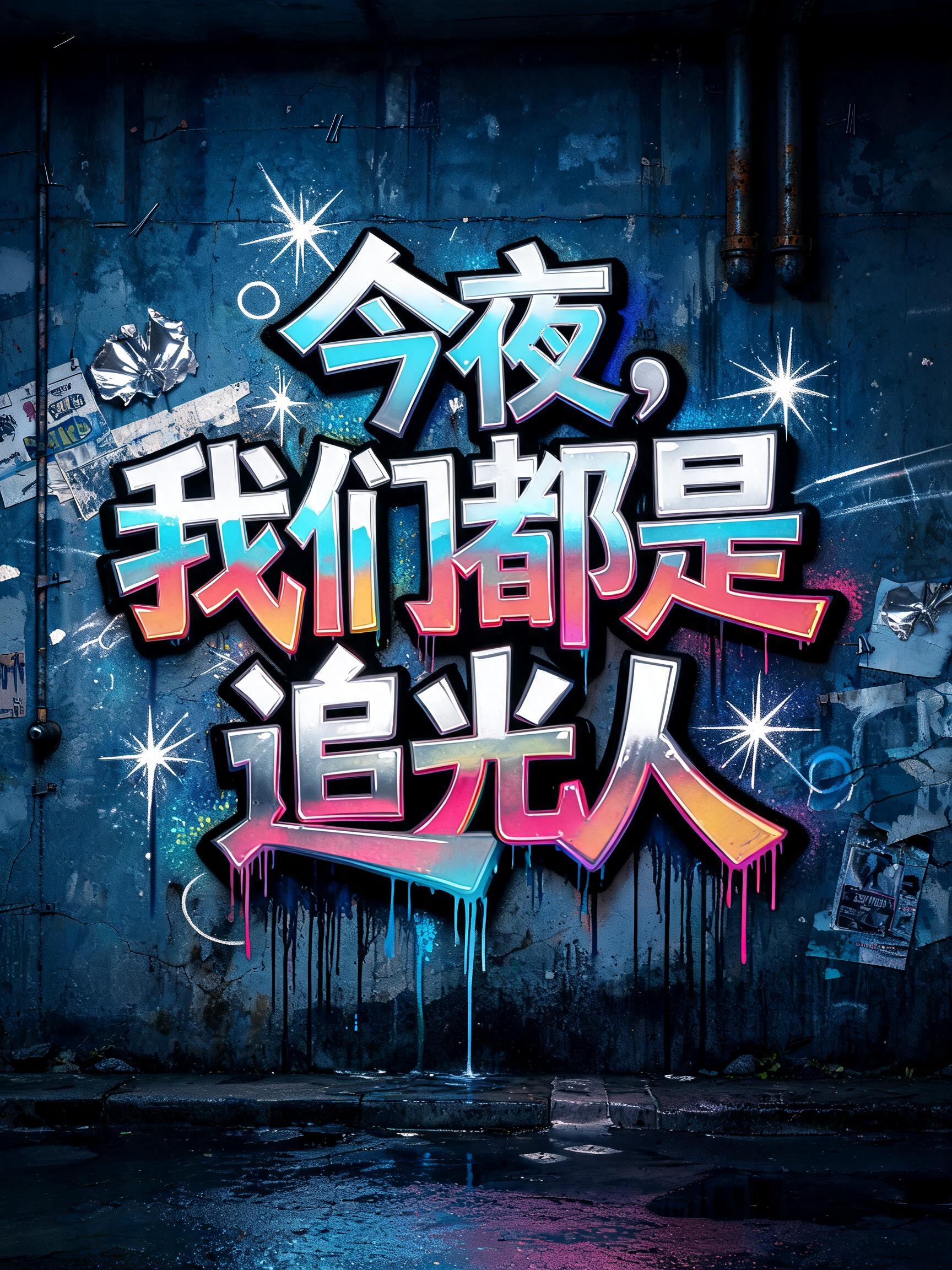"今夜，我们都是追光人" — Graffiti text effect