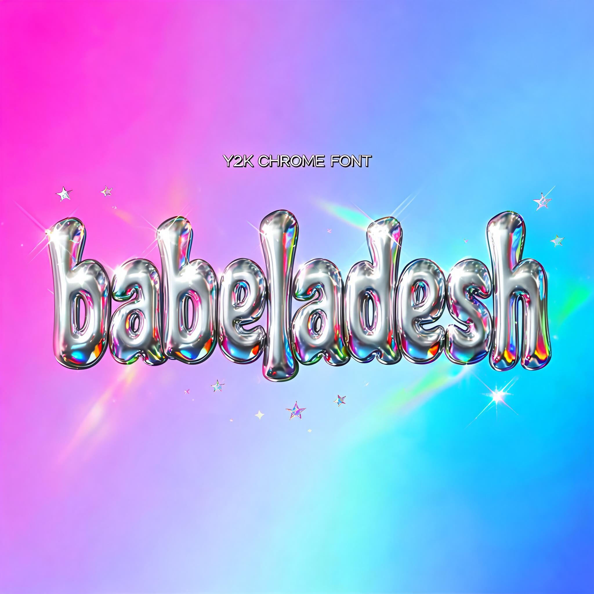 "babeladesh" — Y2k Chrome | AI Text Effect Generator