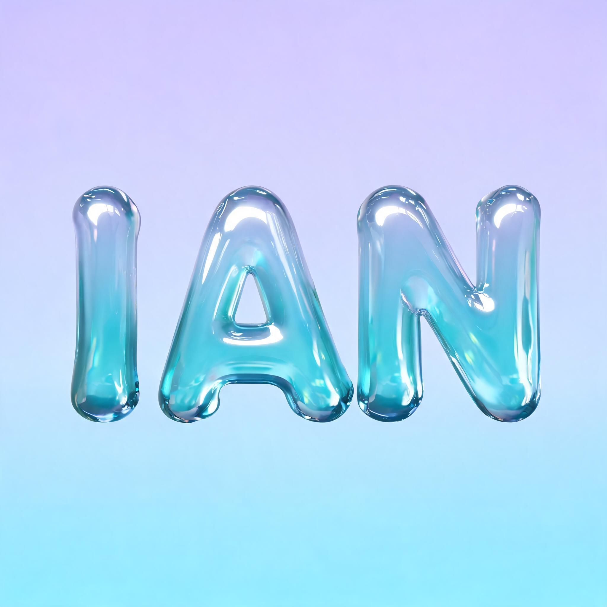 "IAN" — Glass Liquid | AI Text Effect Generator