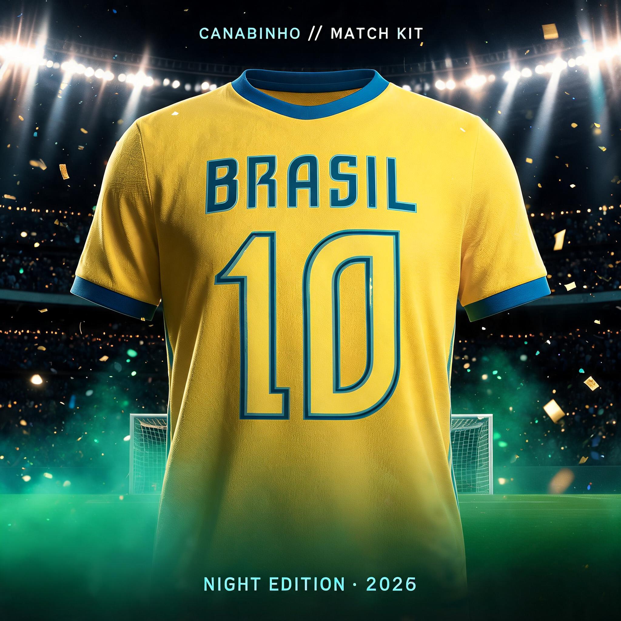 "BRASIL
10
CANARINHO // MATCH KIT
NIGHT EDITION · 2026" — Sports Football | AI Text Effect Generator