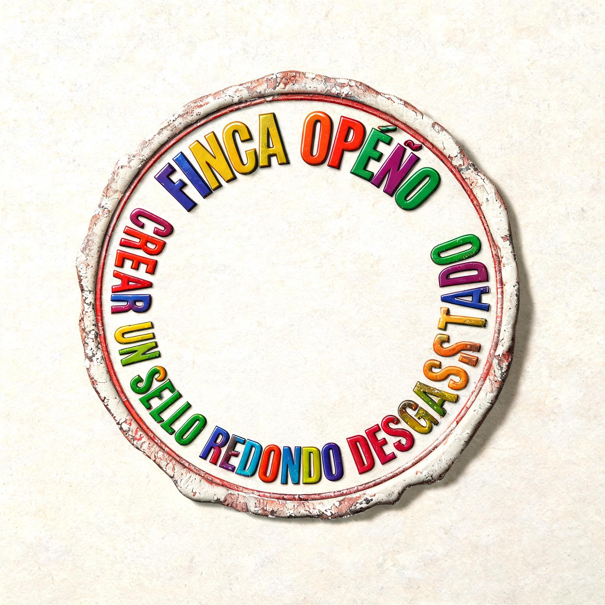 "FINCA OPEÑO CREAR UN SELLO REDONDO DESGASTADO" — 3d bold text effect
