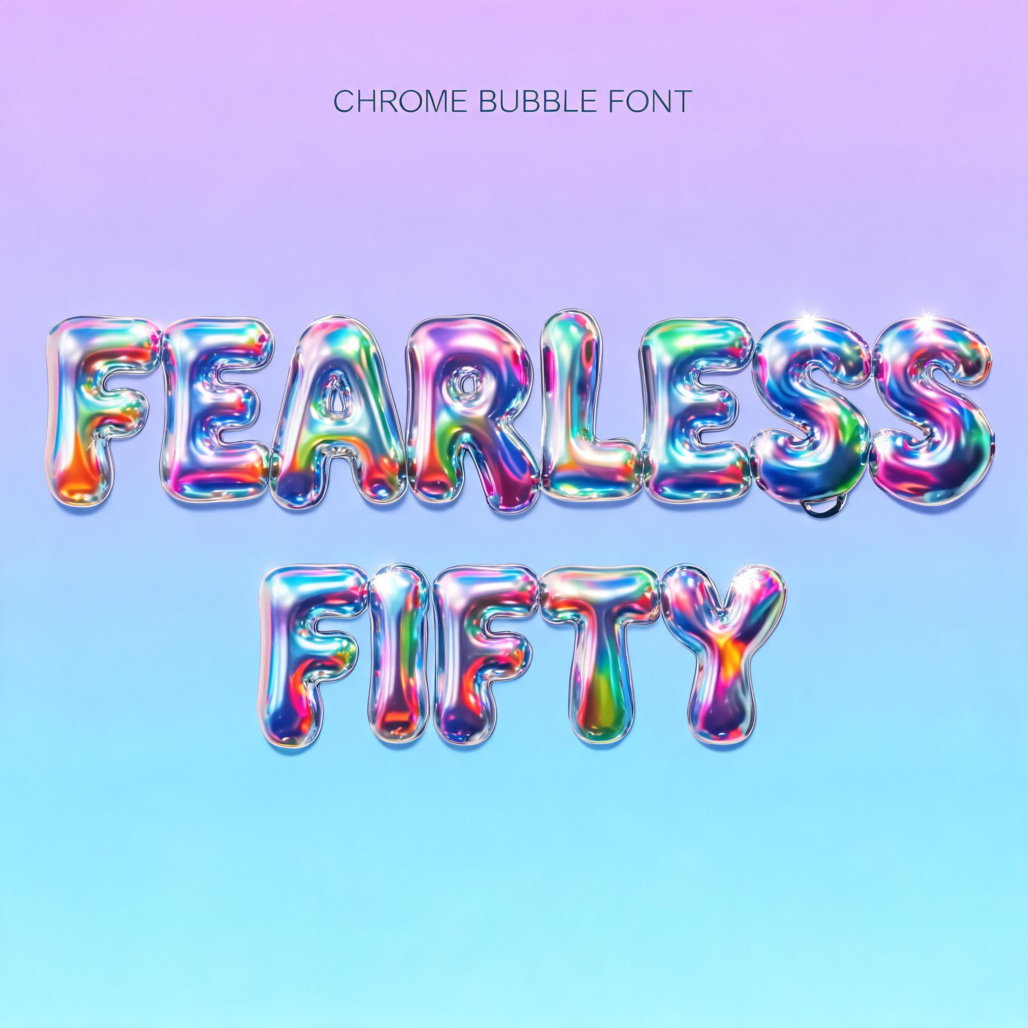 "FEARLESS FIFTY" — Y2k Chrome | AI Text Effect Generator