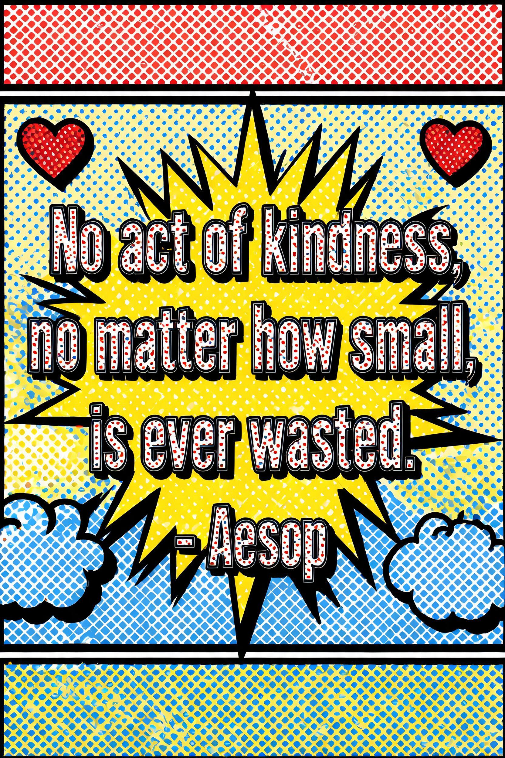 ""No act of kindness, no matter how small, is ever wasted." - Aesop" — Pop Art | AI Text Effect Generator