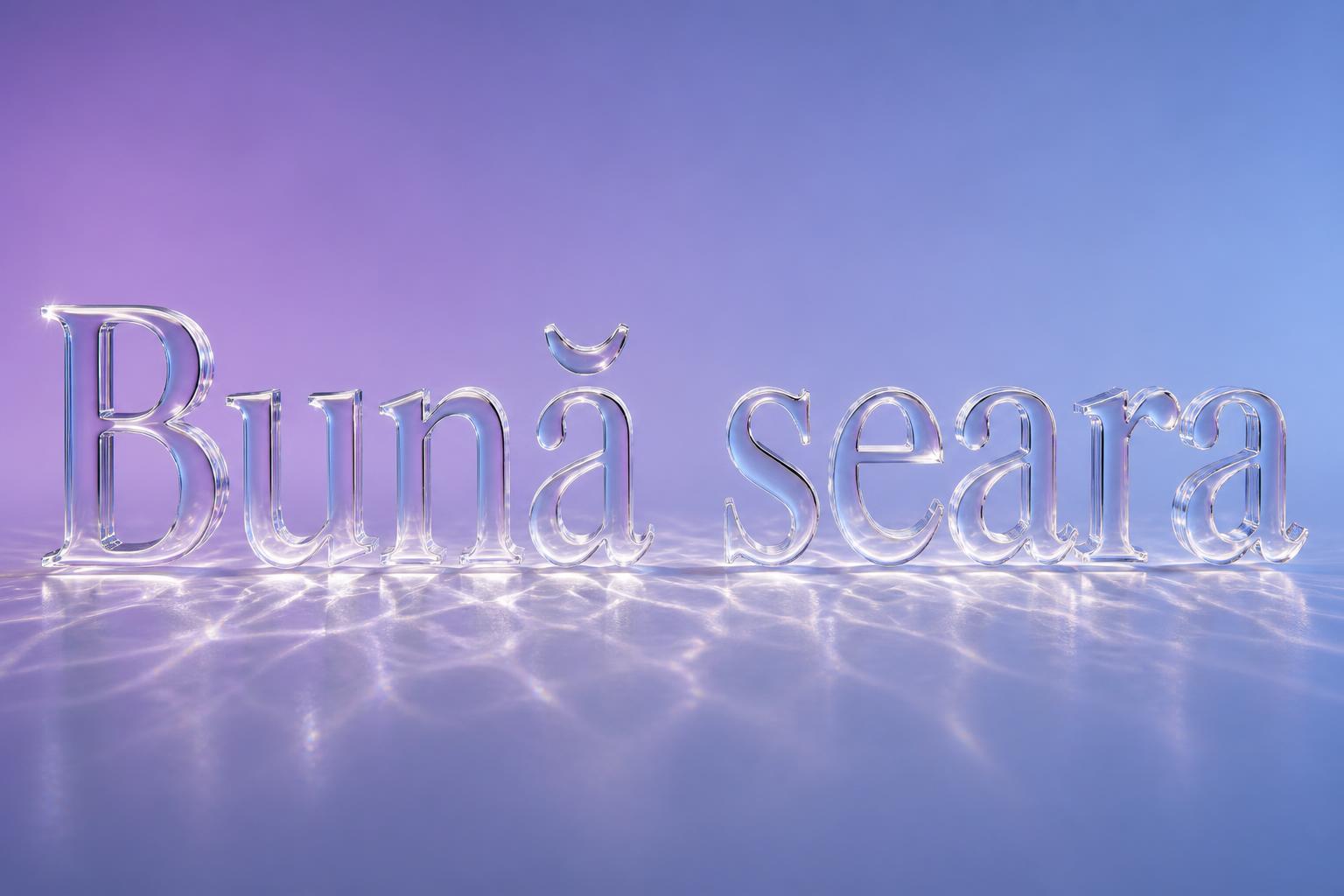 "Bună seara" — Glass | AI Text Effect Generator
