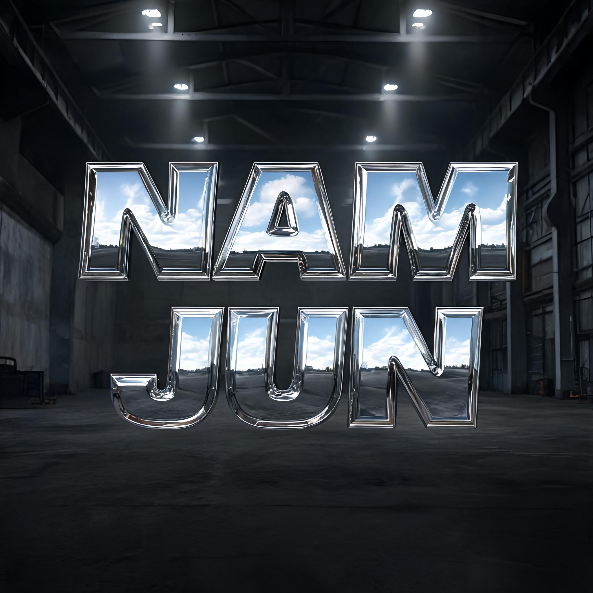 "NAM JUN" — Chrome Metal 3d | AI Text Effect Generator