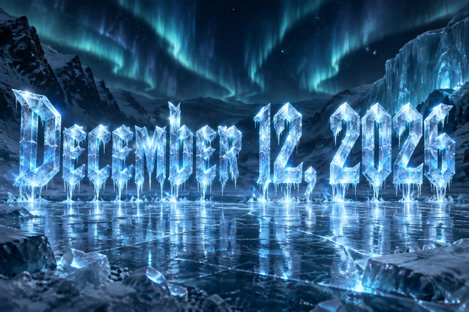 "December 12, 2026" — Glass Frozen | AI Text Effect Generator