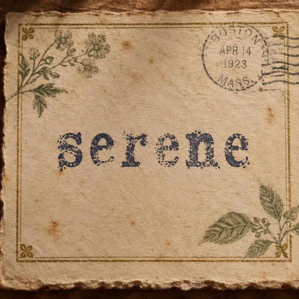 "serene" — Vintage | AI Text Effect Generator